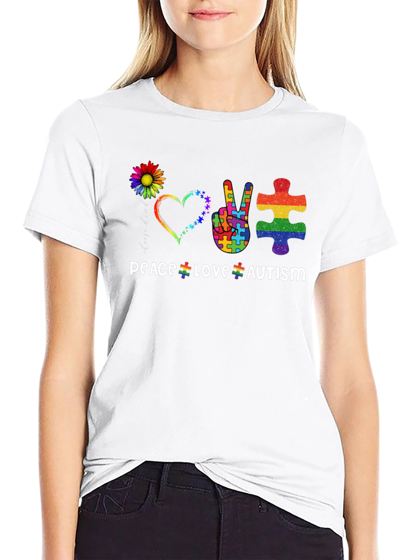 Peace Love Autism T-Shirt Puzzle Design