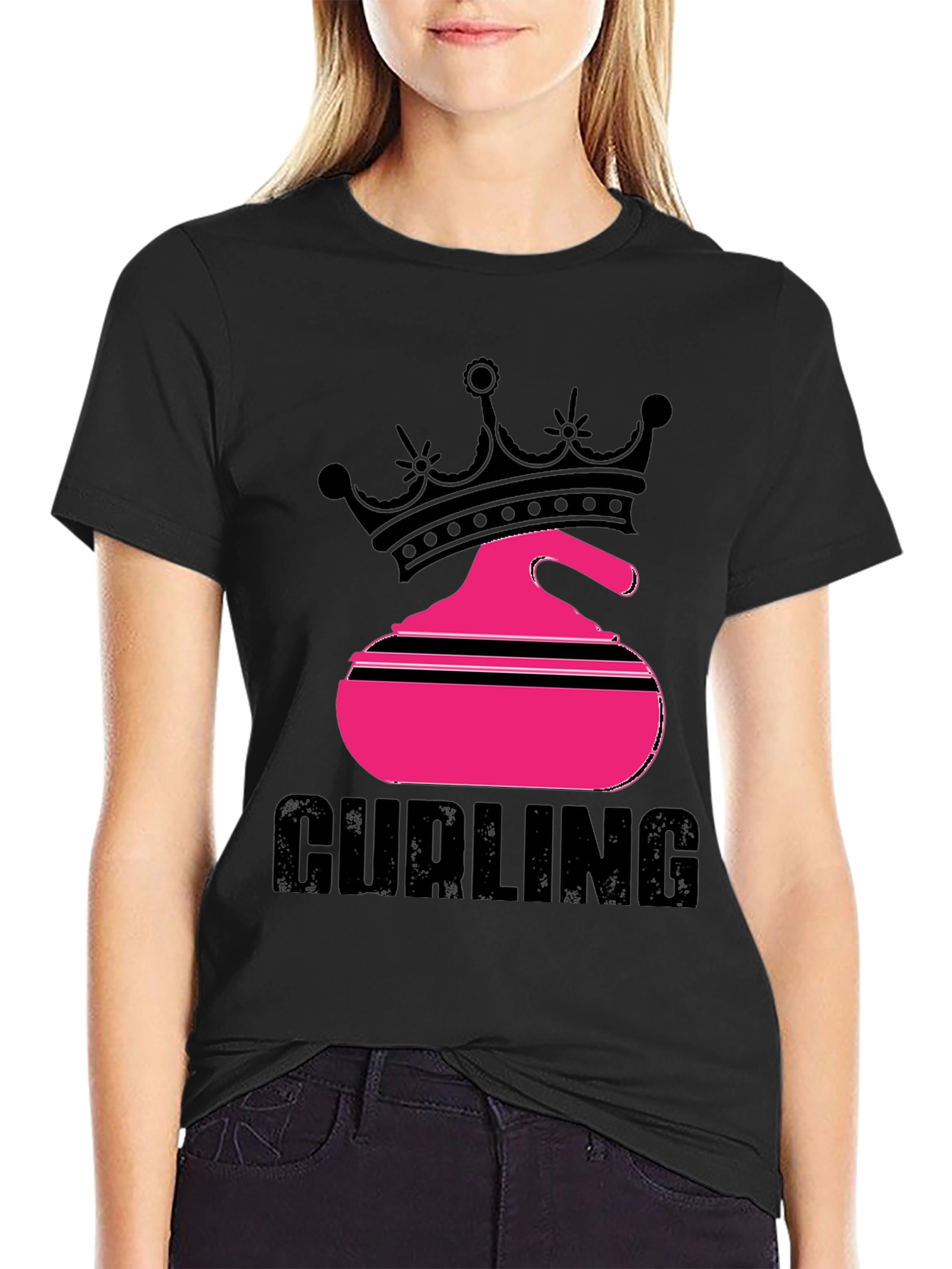 Curling Queen Black T-Shirt