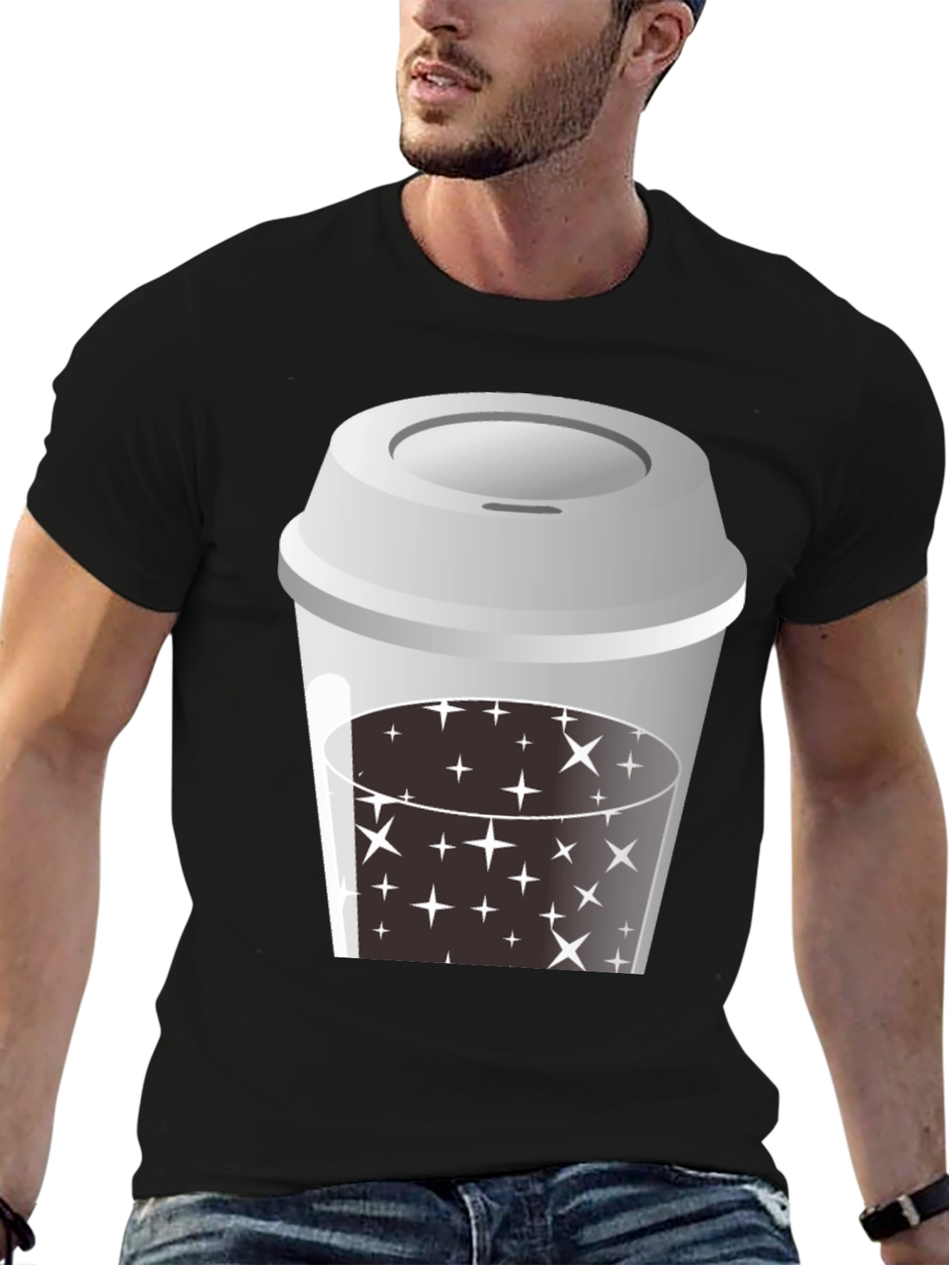 Starry Coffee T-Shirt - Black Graphic Tee