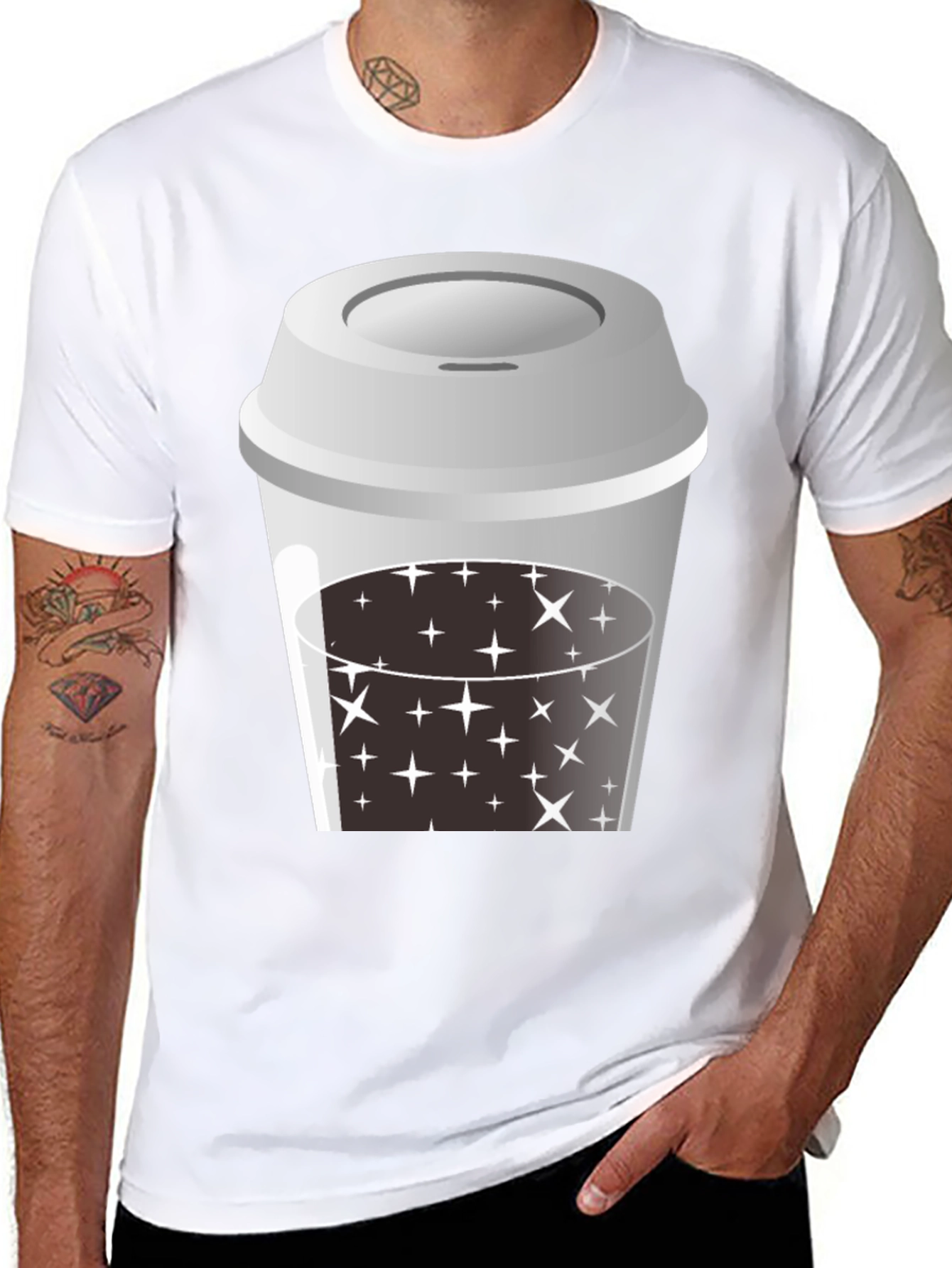 Starry Coffee T-Shirt - Black Graphic Tee