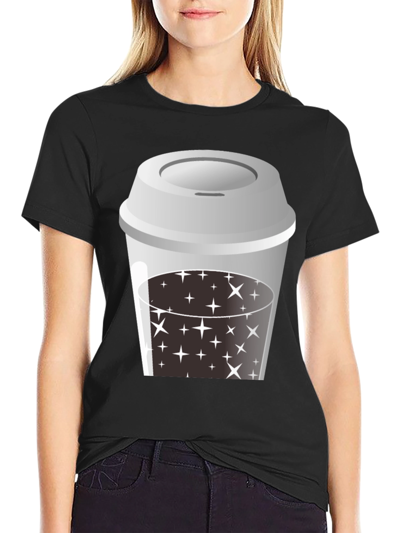 Starry Coffee T-Shirt - Black Graphic Tee