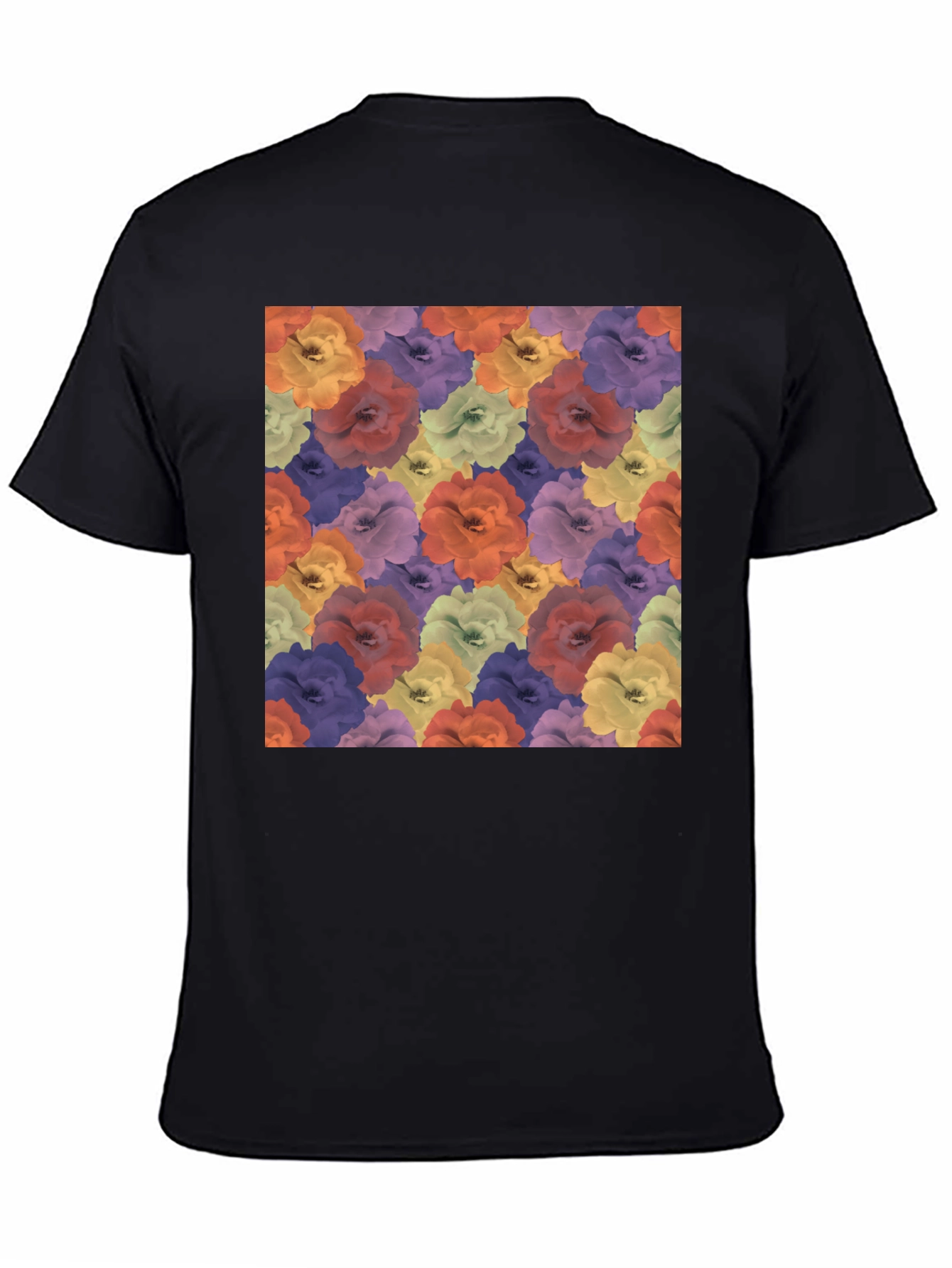 Floral Pattern Black T-Shirt