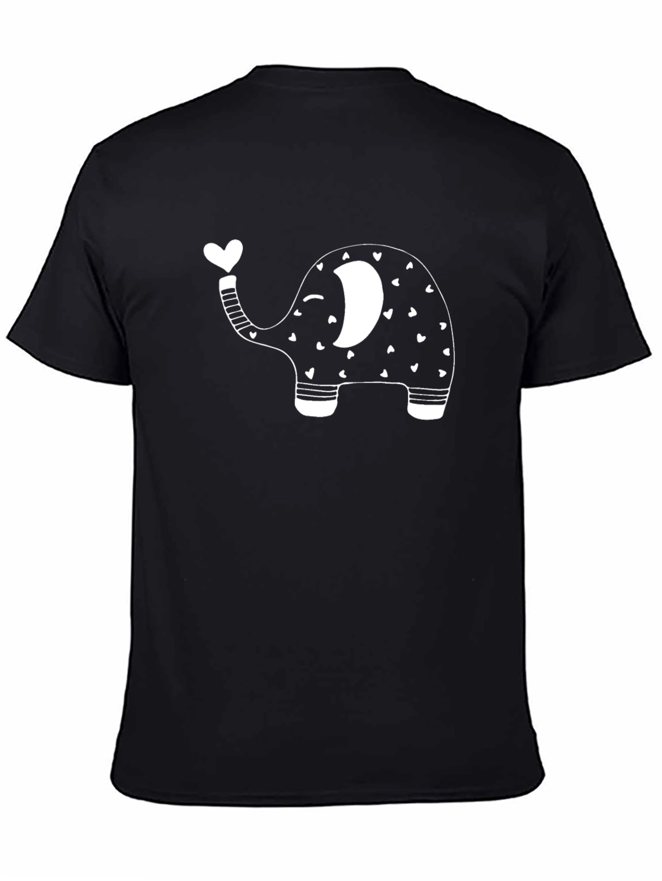 Cute Elephant Heart T-Shirt - Black Cotton Tee