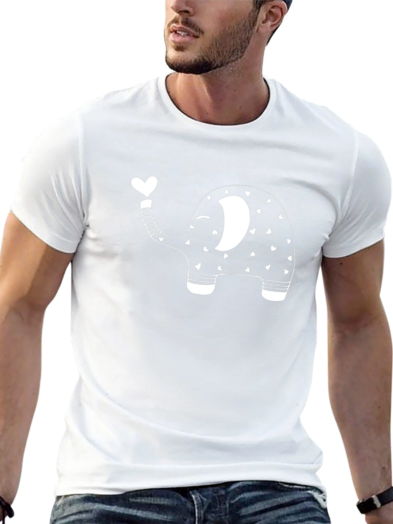 Cute Elephant Heart T-Shirt - Black Cotton Tee