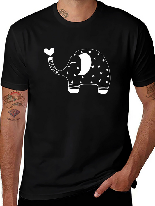 Cute Elephant Heart T-Shirt - Black Cotton Tee
