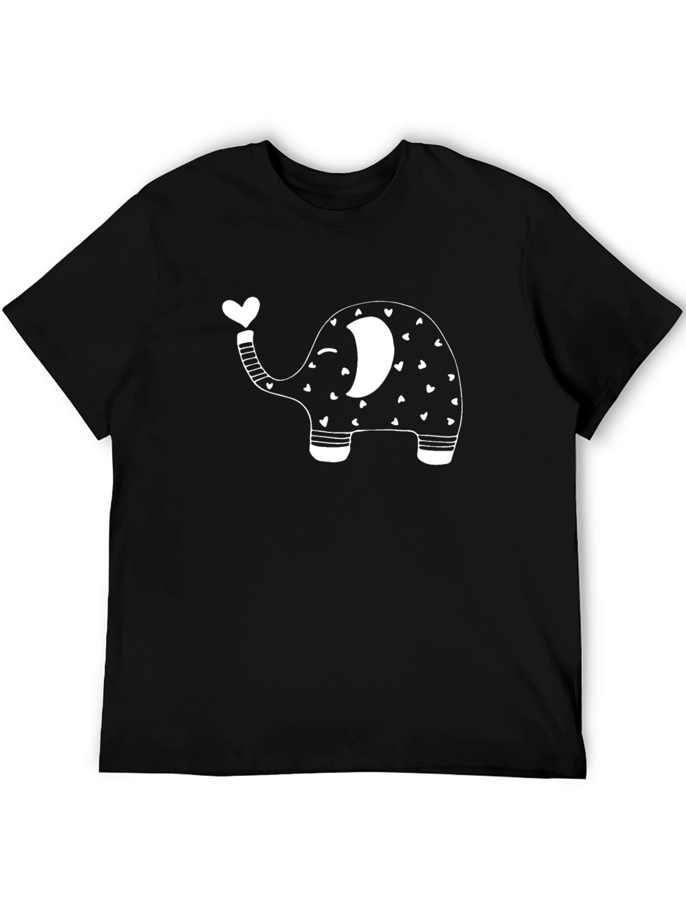 Cute Elephant Heart T-Shirt - Black Cotton Tee