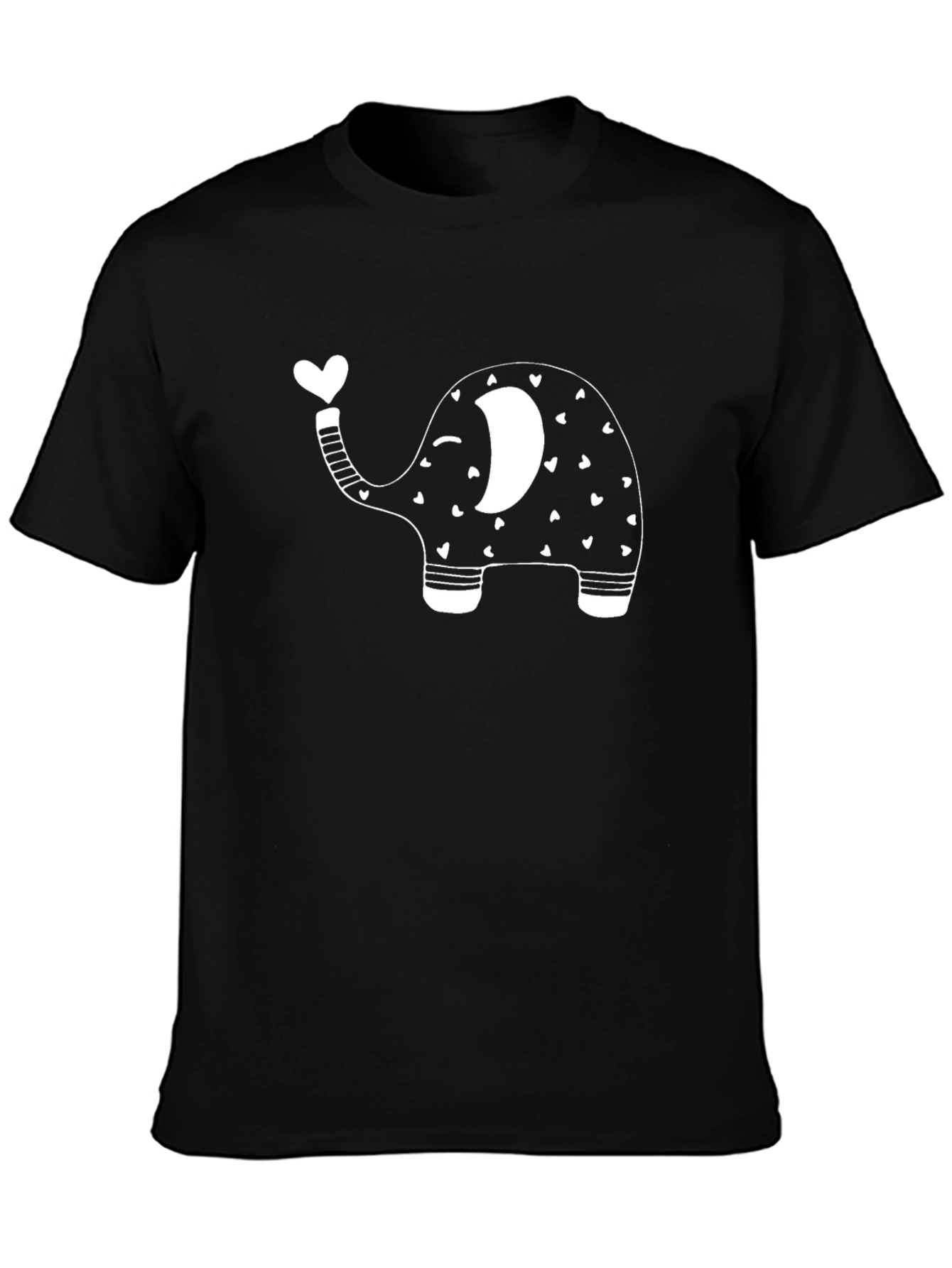 Cute Elephant Heart T-Shirt - Black Cotton Tee