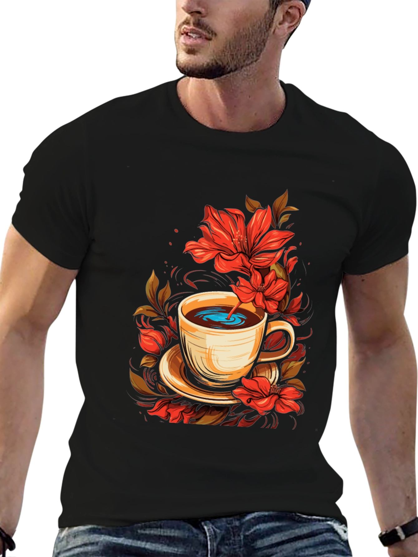 Floral Coffee Cup Graphic Tee