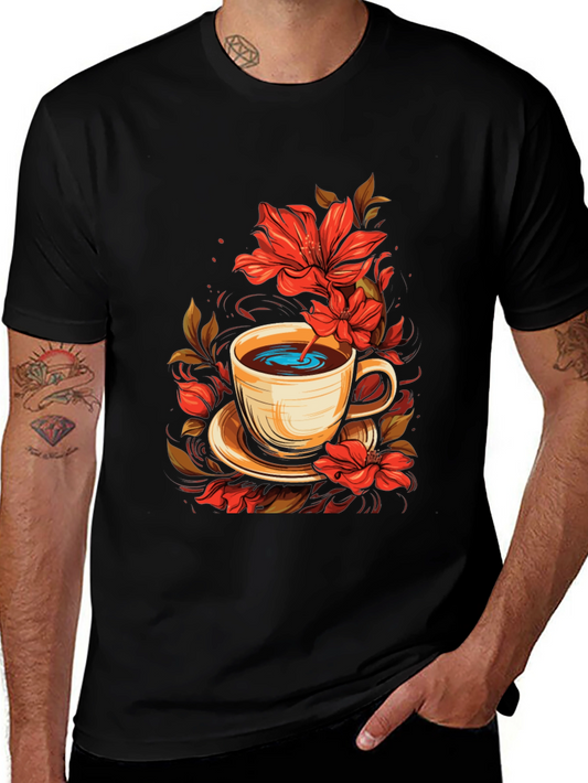 Floral Coffee Cup Graphic Tee