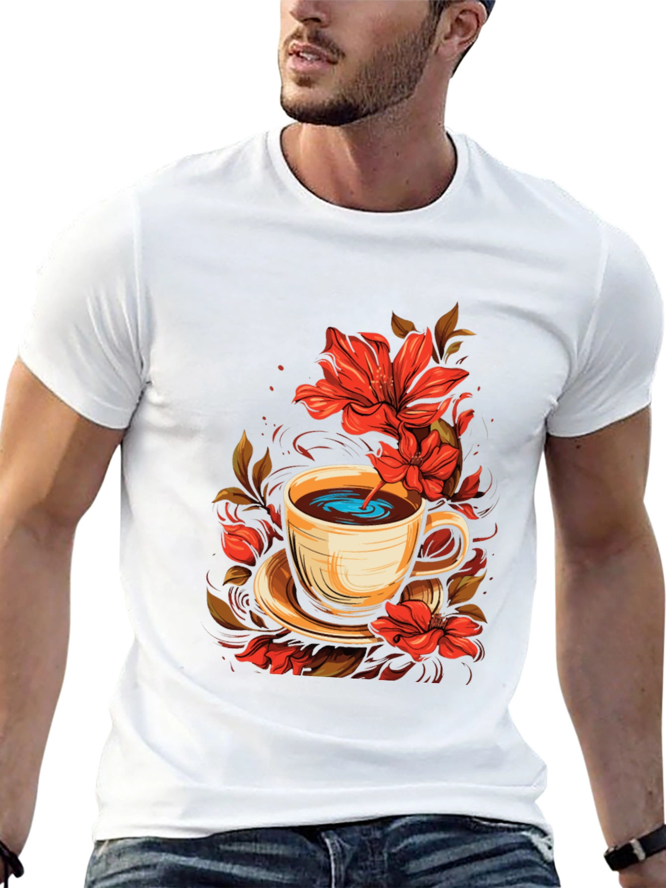 Floral Coffee Cup Graphic Tee