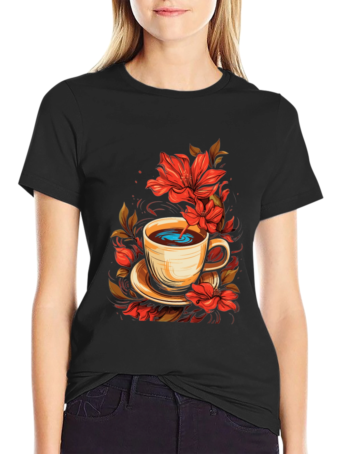 Floral Coffee Cup Graphic Tee