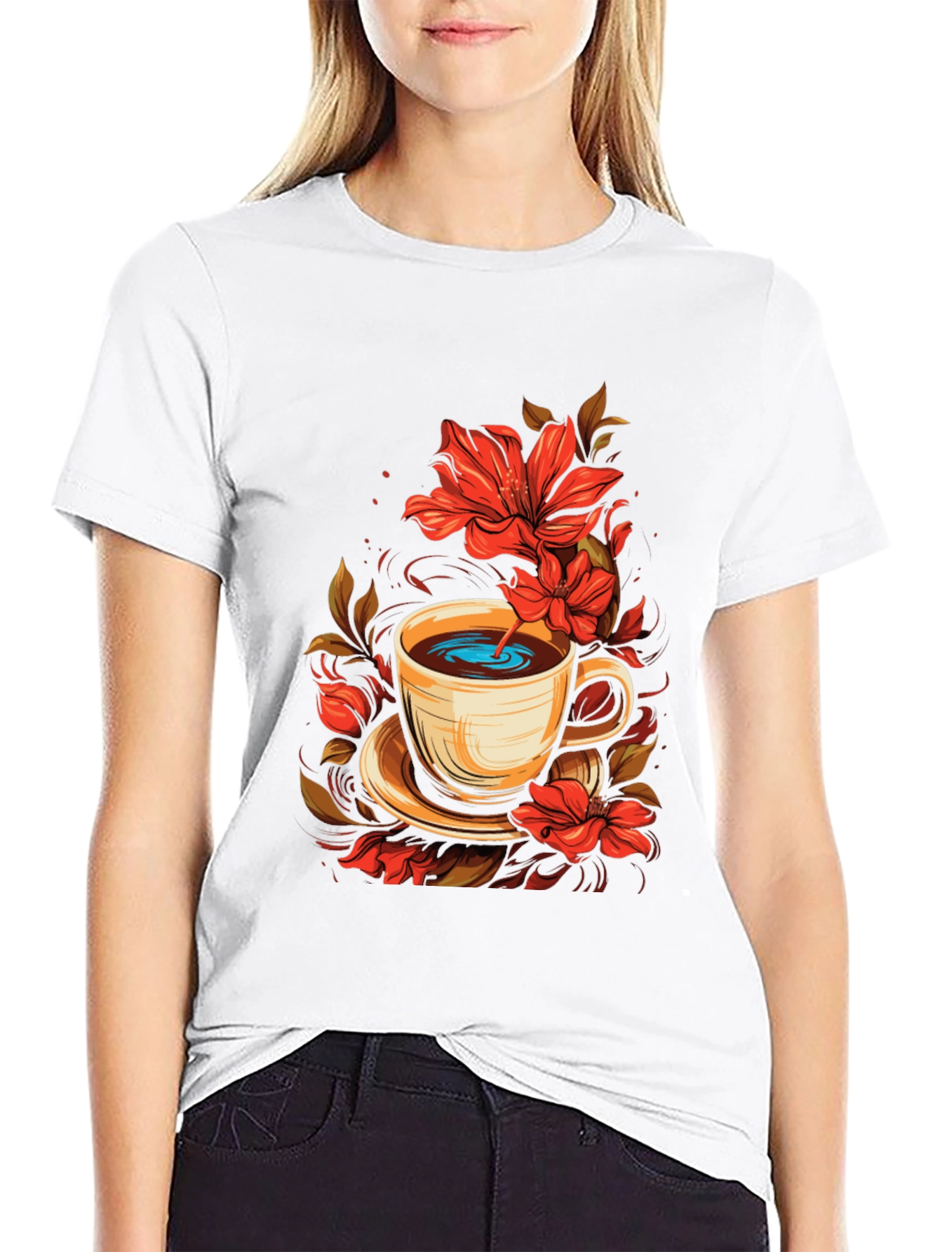 Floral Coffee Cup Graphic Tee