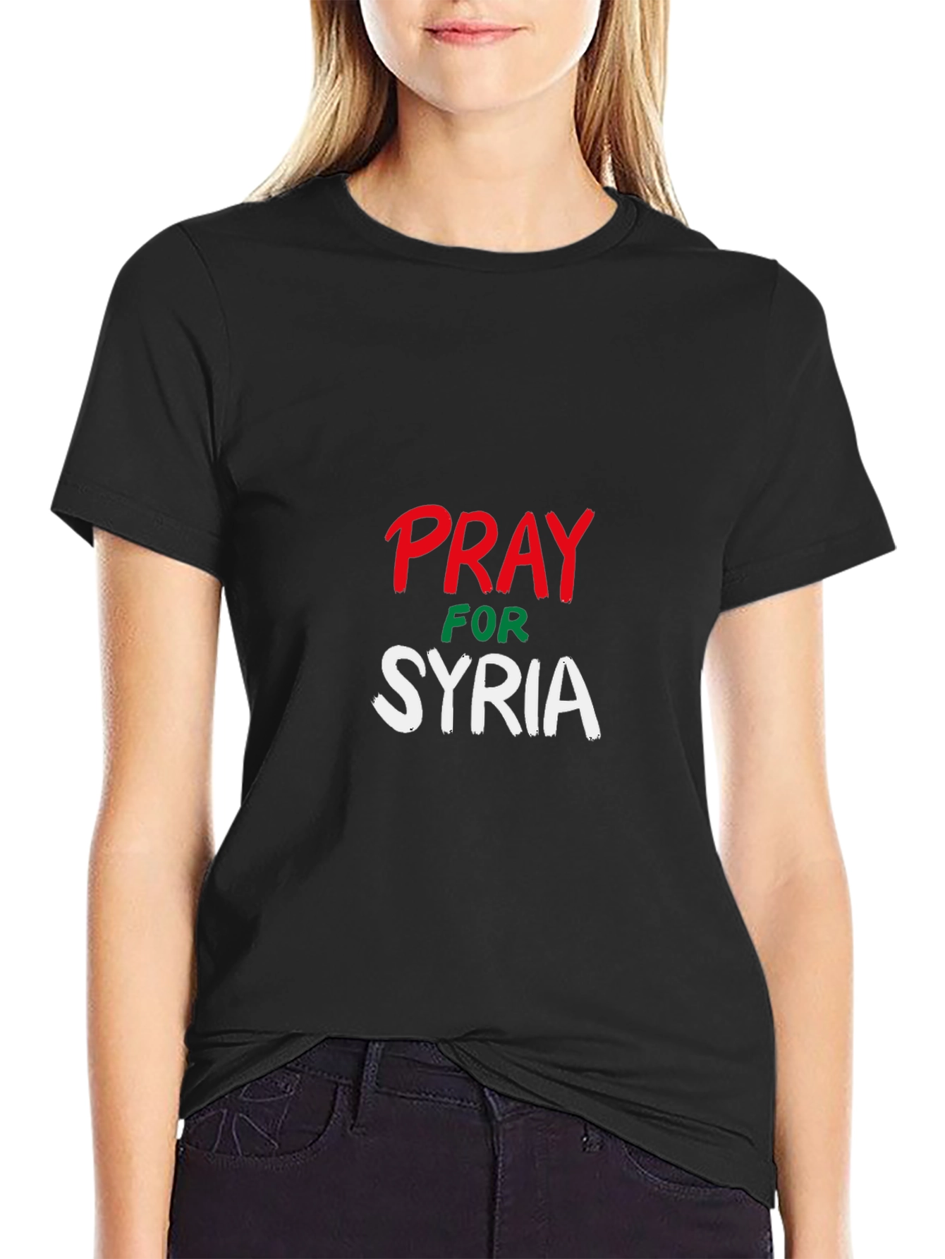 Pray for Syria T-Shirt - Solid Black Tee