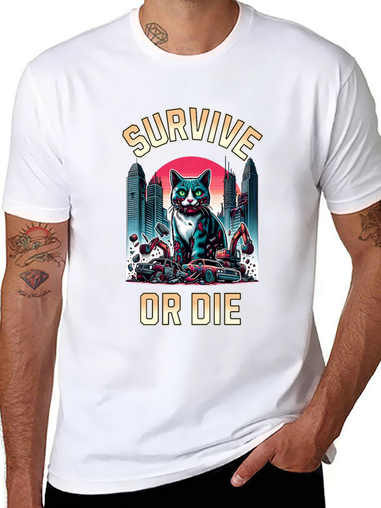 Survive or Die Zombie Cat T-Shirt