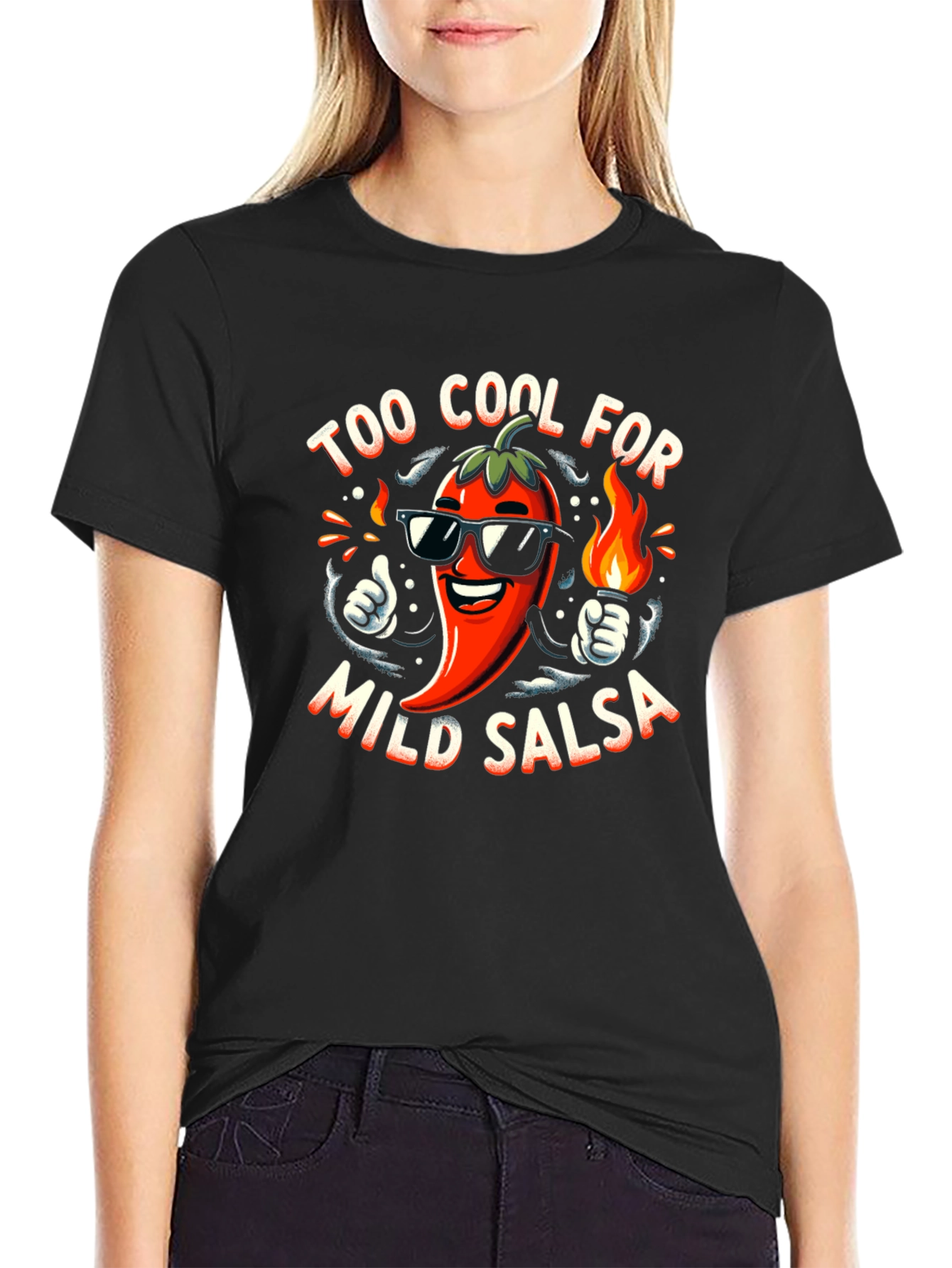Too Cool For Mild Salsa Black Graphic Tee