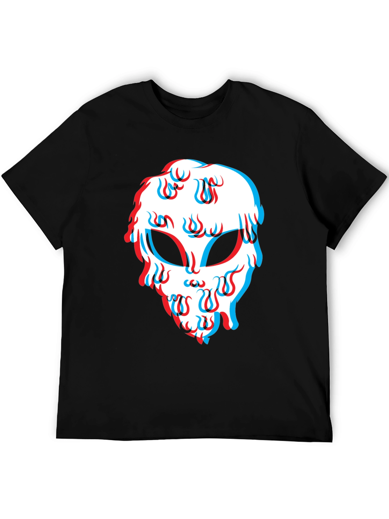 Mens Black Graphic Tee - Alien Head Design