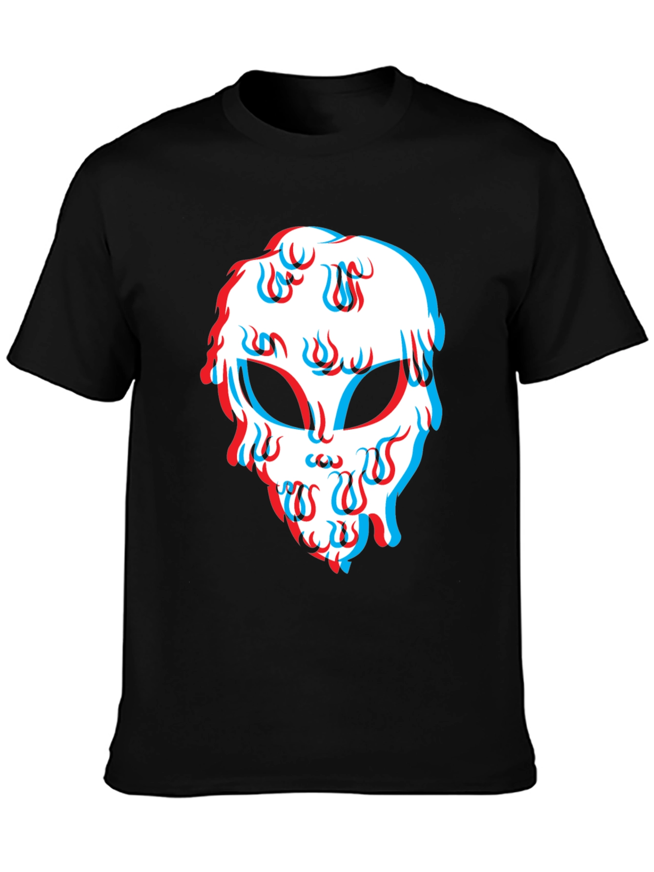 Mens Black Graphic Tee - Alien Head Design