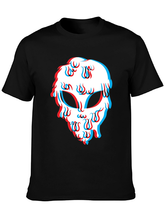 Mens Black Graphic Tee - Alien Head Design
