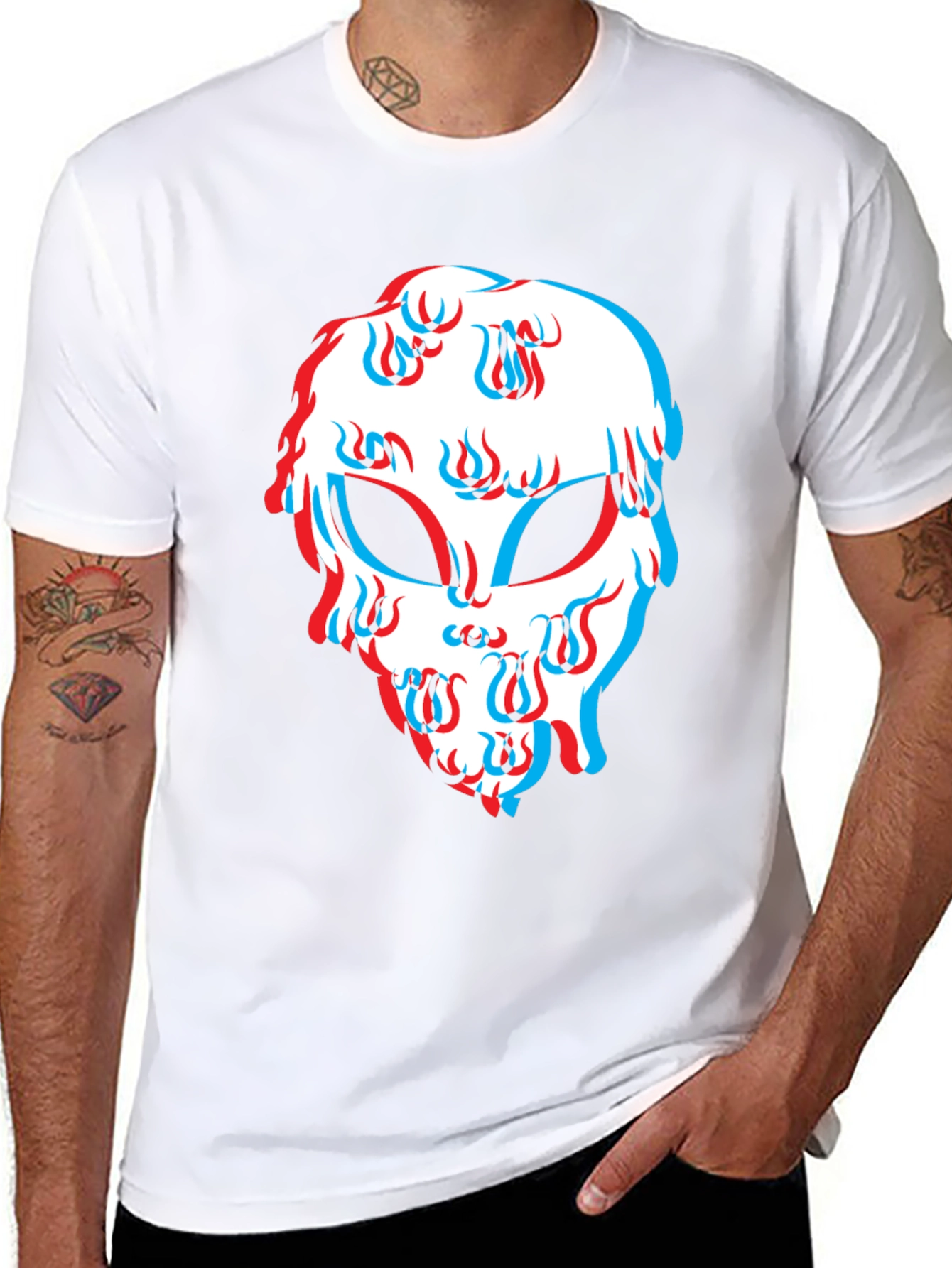 Mens Black Graphic Tee - Alien Head Design