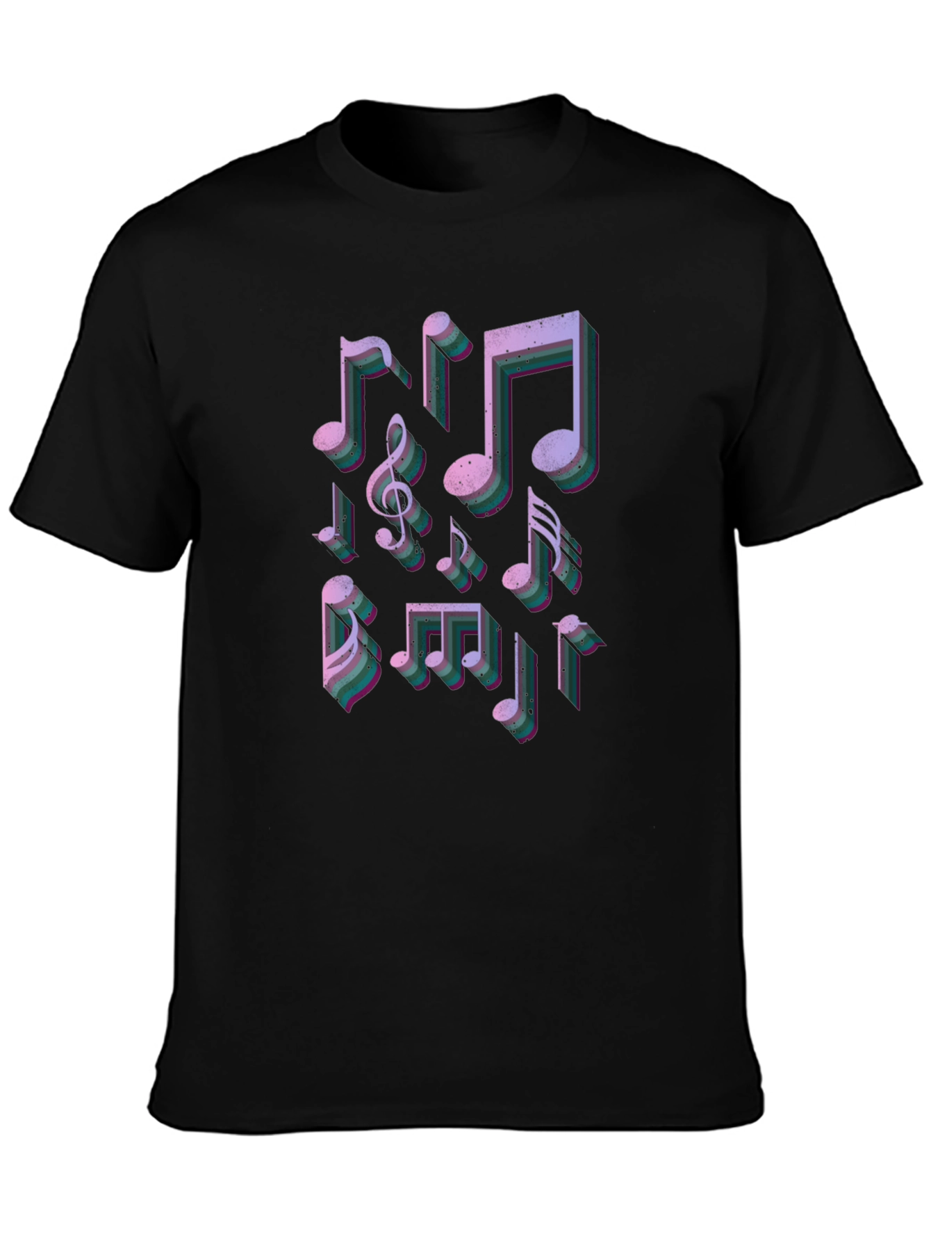 Musical Notes Graphic Tee - Stylish Black T-Shirt