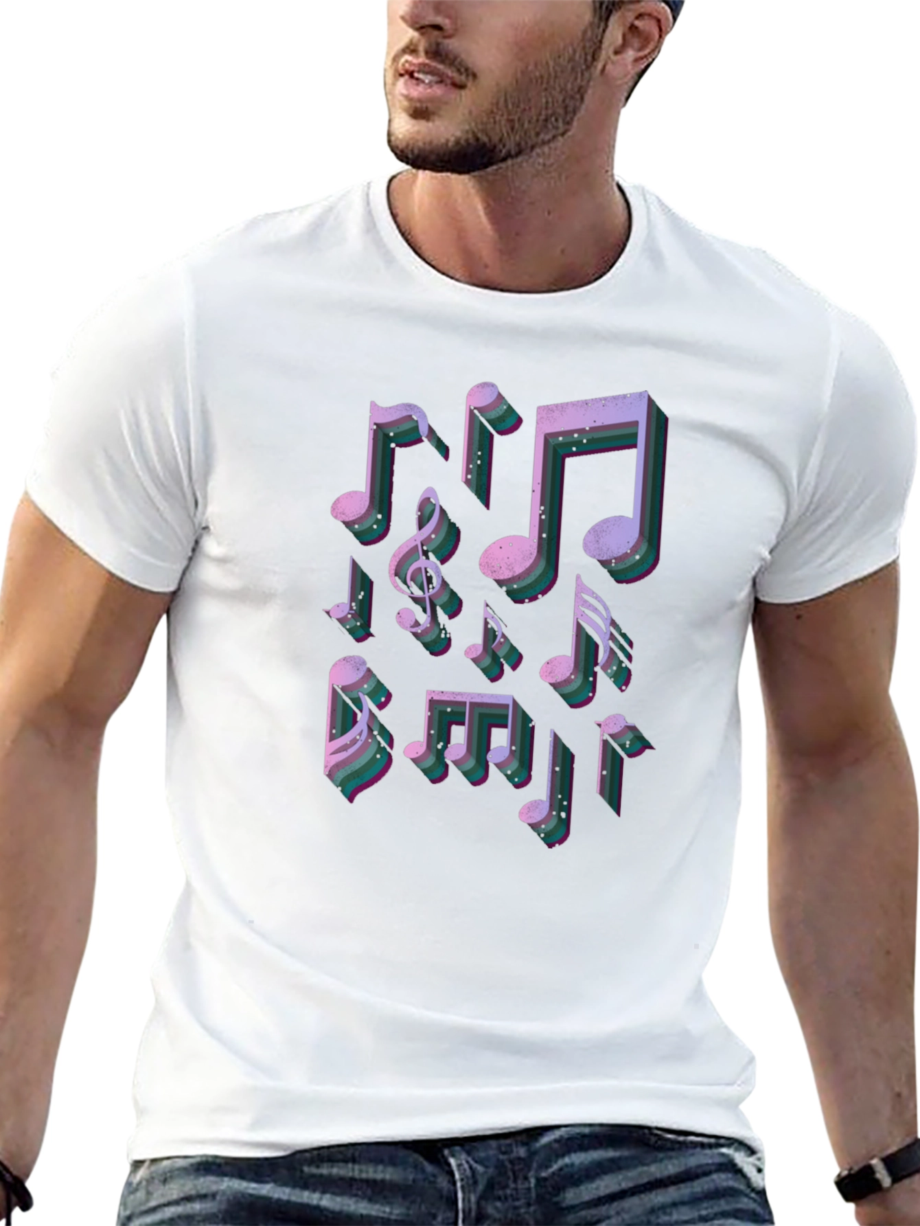 Musical Notes Graphic Tee - Stylish Black T-Shirt