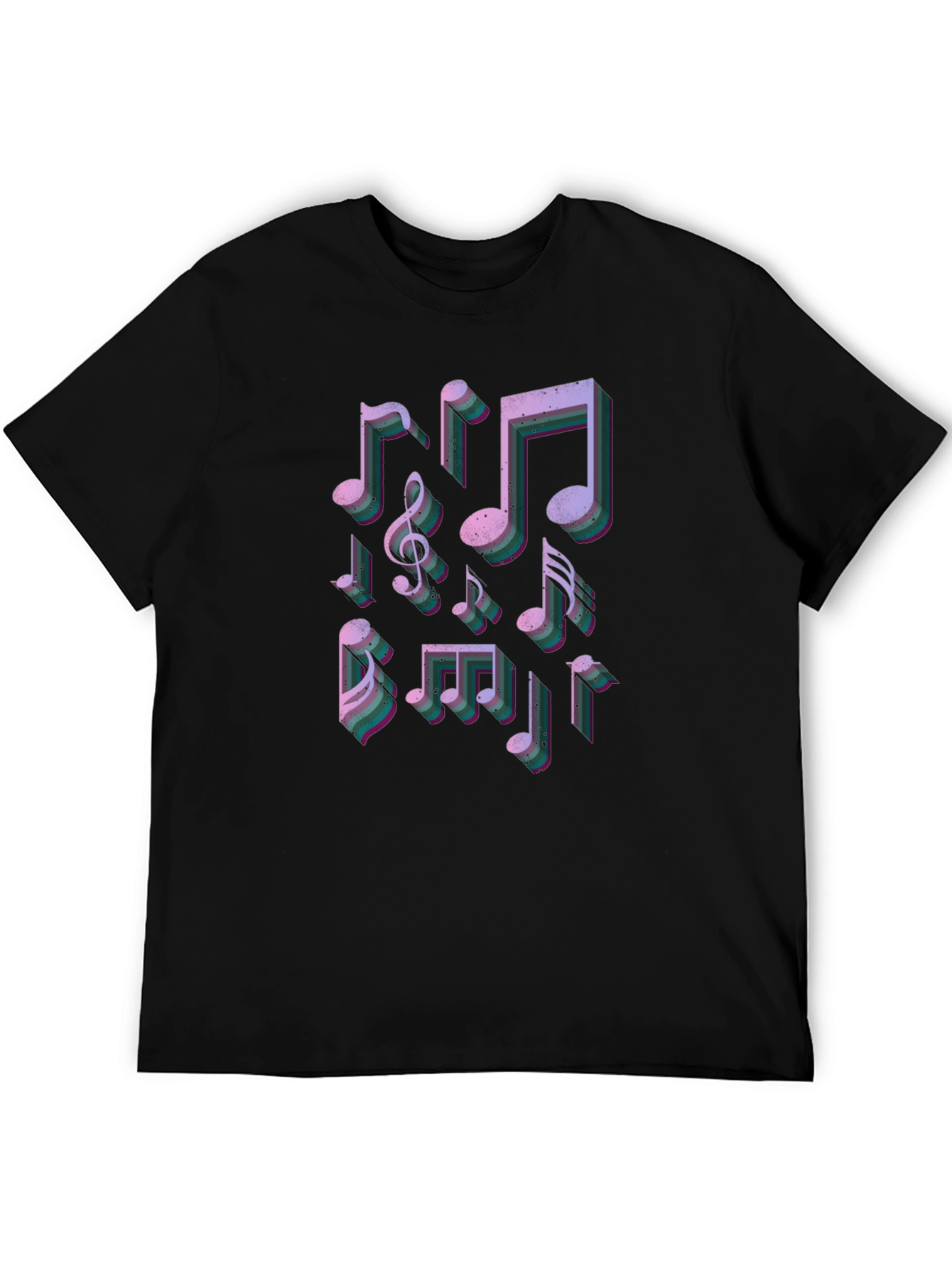 Musical Notes Graphic Tee - Stylish Black T-Shirt