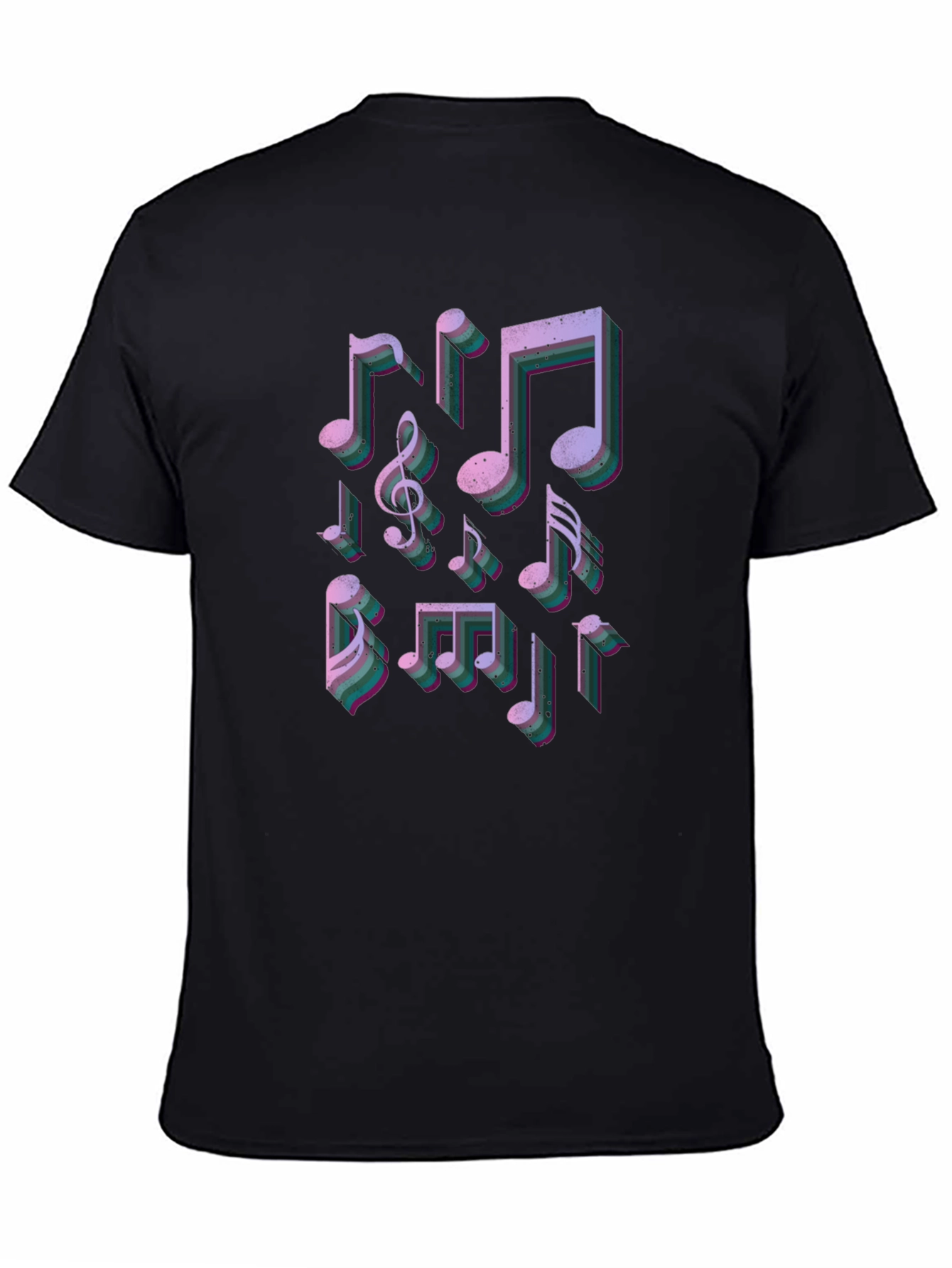 Musical Notes Graphic Tee - Stylish Black T-Shirt