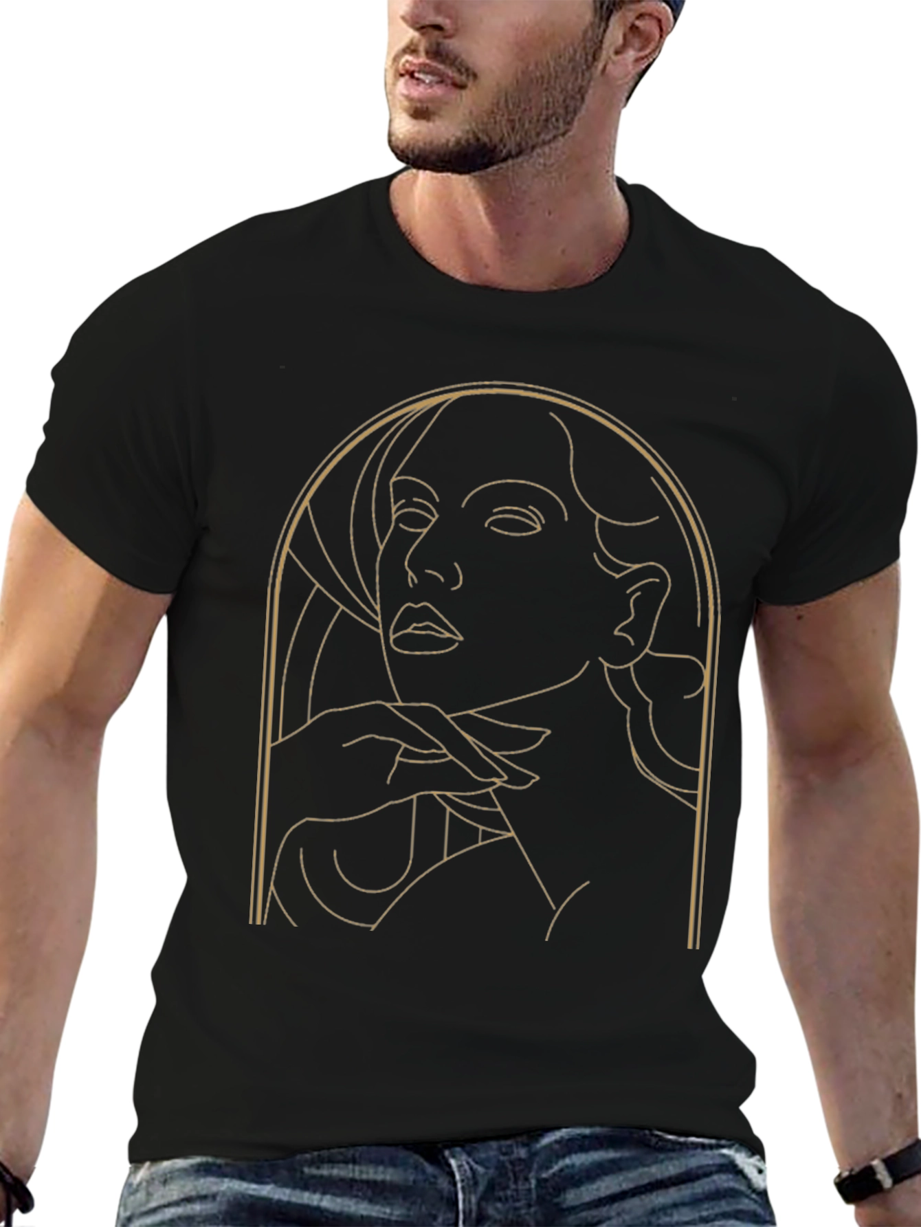 Elegant Woman Graphic T-Shirt - Stylish Line Art Design