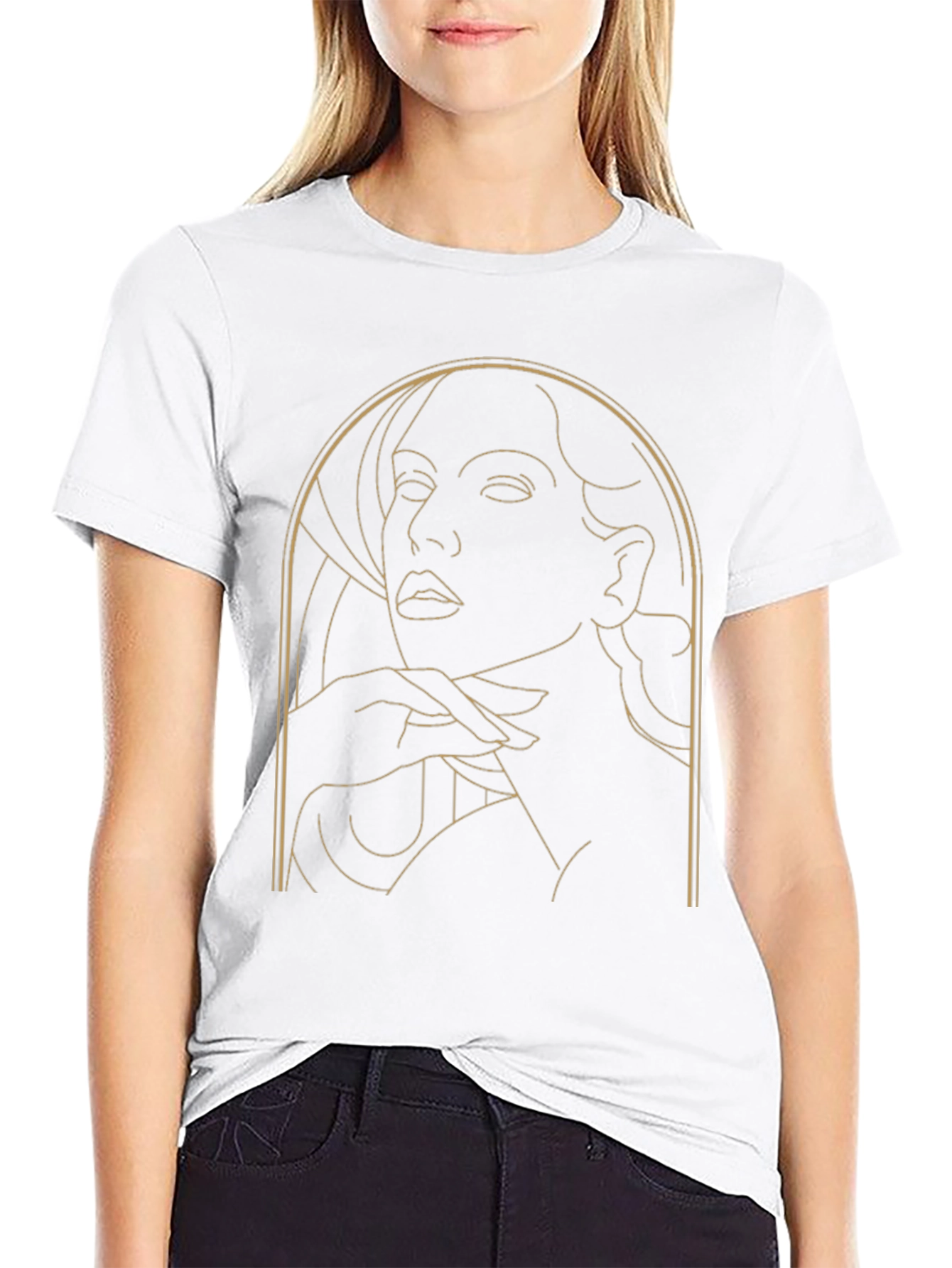 Elegant Woman Graphic T-Shirt - Stylish Line Art Design