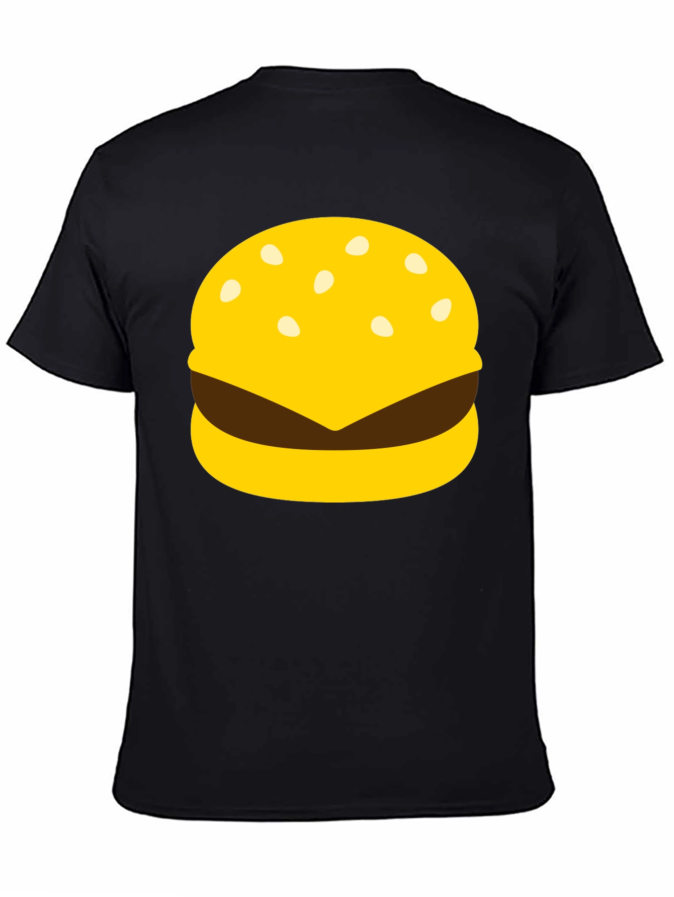 Burger Graphic Tee - Black Crew Neck Casual T-Shirt