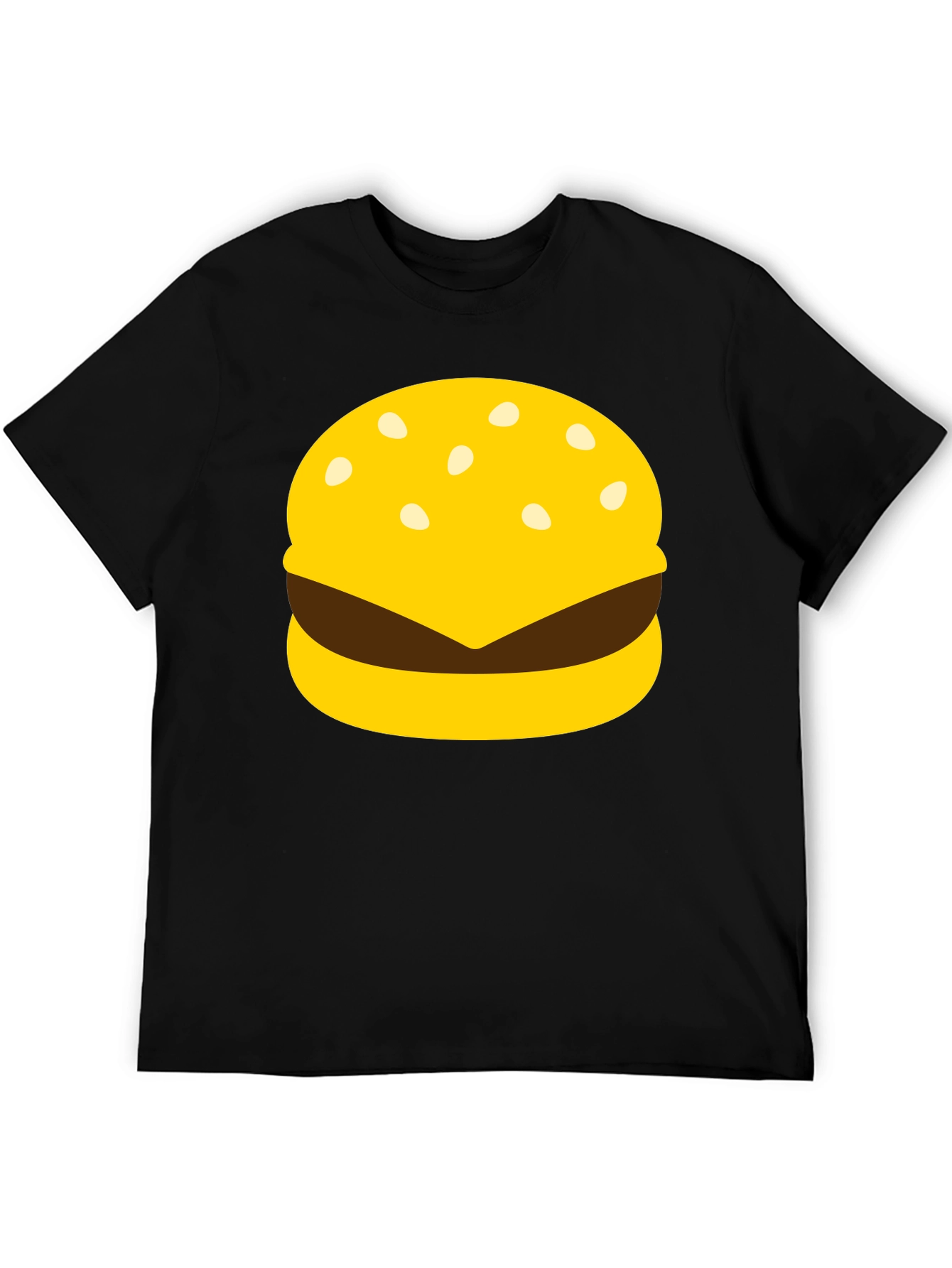 Burger Graphic Tee - Black Crew Neck Casual T-Shirt