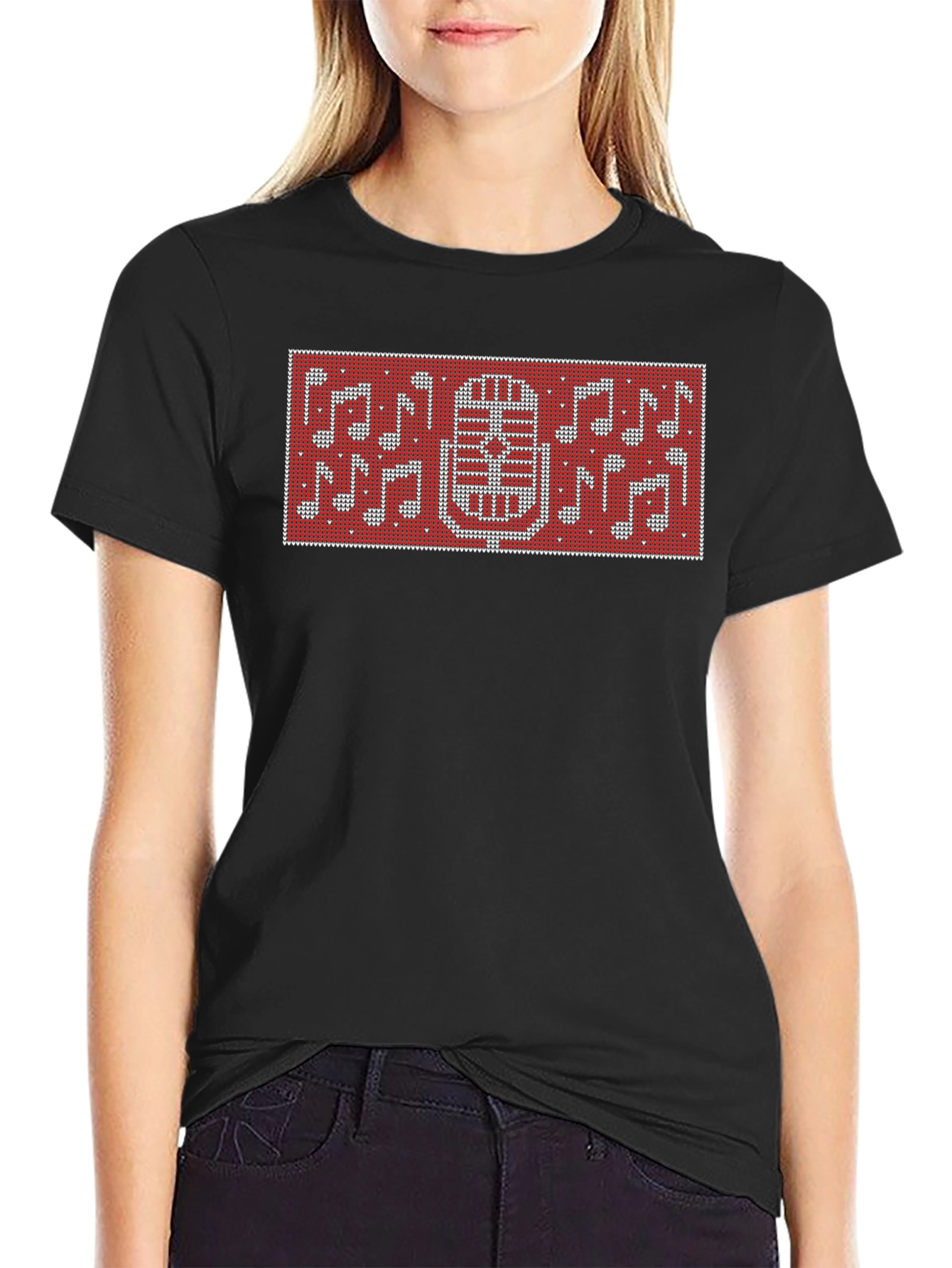 Retro Microphone & Notes Graphic T-Shirt