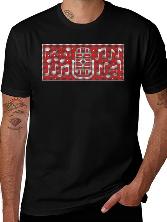 Retro Microphone & Notes Graphic T-Shirt