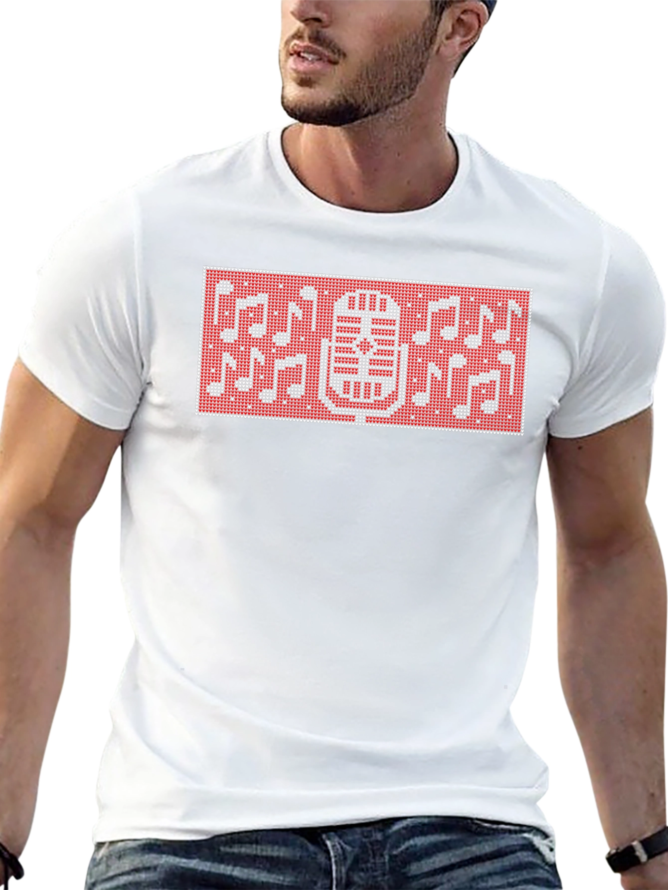 Retro Microphone & Notes Graphic T-Shirt