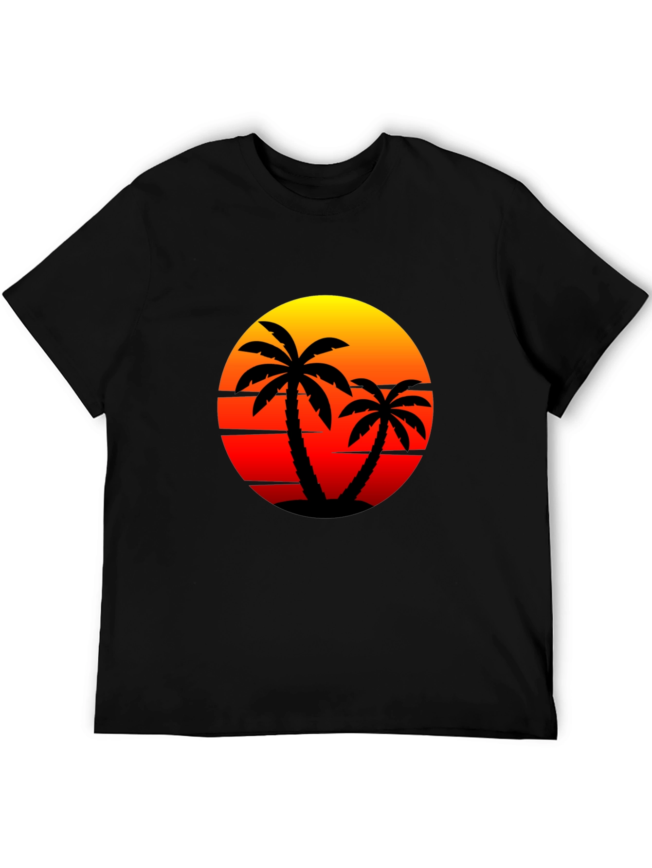 Sunset Palm Tee - Tropical Vibes Black T-Shirt