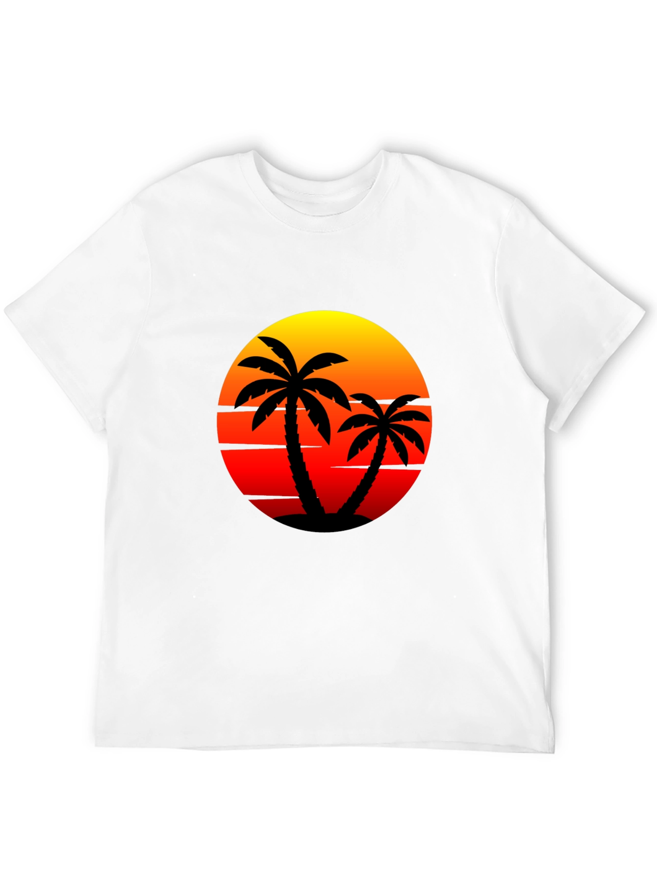 Sunset Palm Tee - Tropical Vibes Black T-Shirt