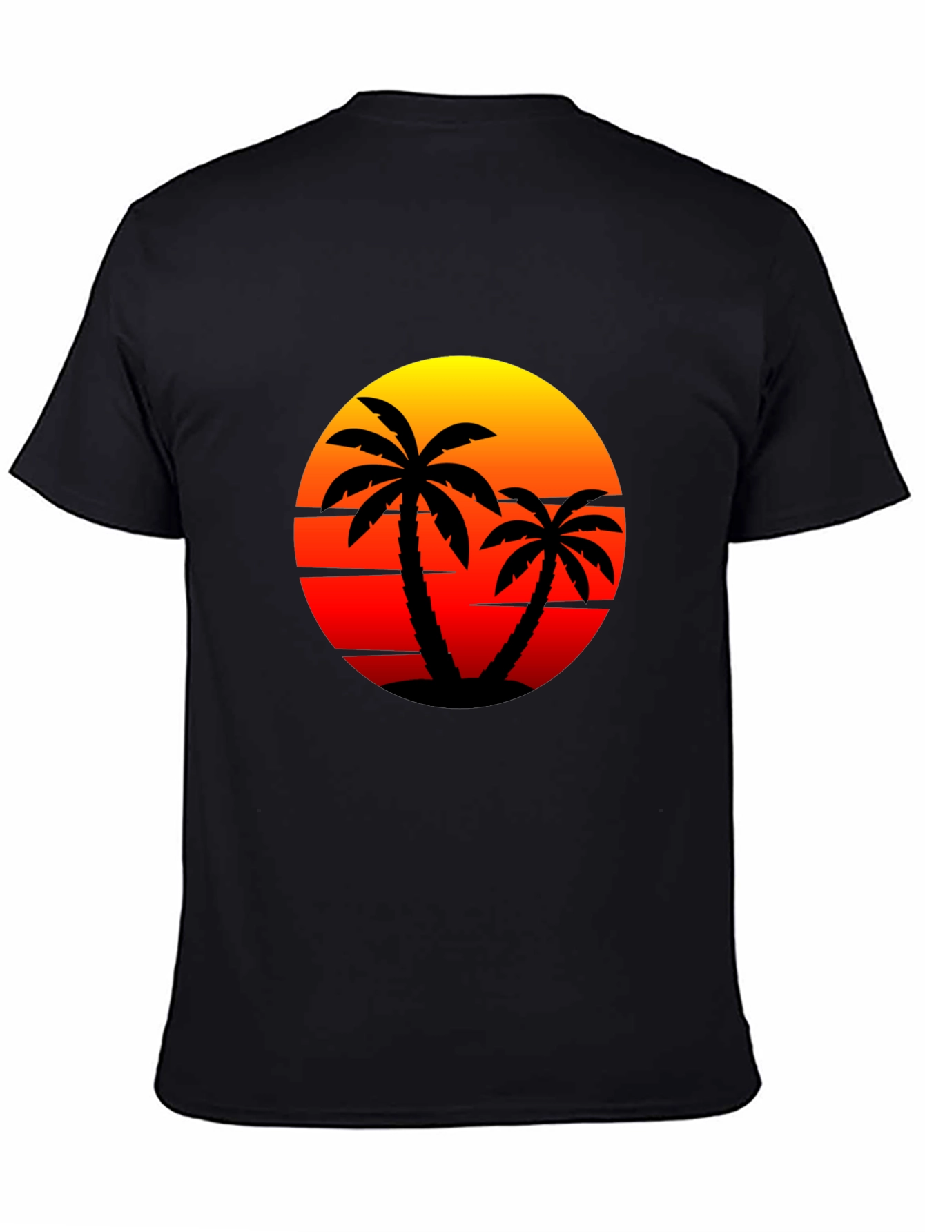 Sunset Palm Tee - Tropical Vibes Black T-Shirt