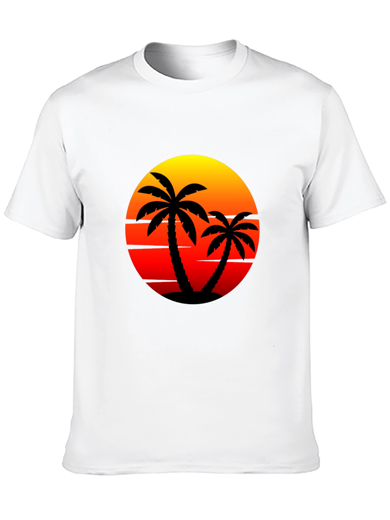 Sunset Palm Tee - Tropical Vibes Black T-Shirt