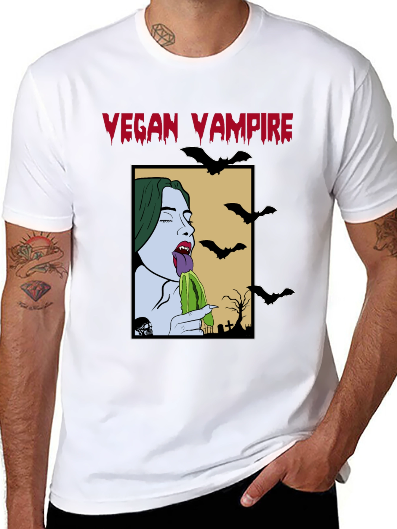Vegan Vampire T-Shirt - Unique Graphic Tee