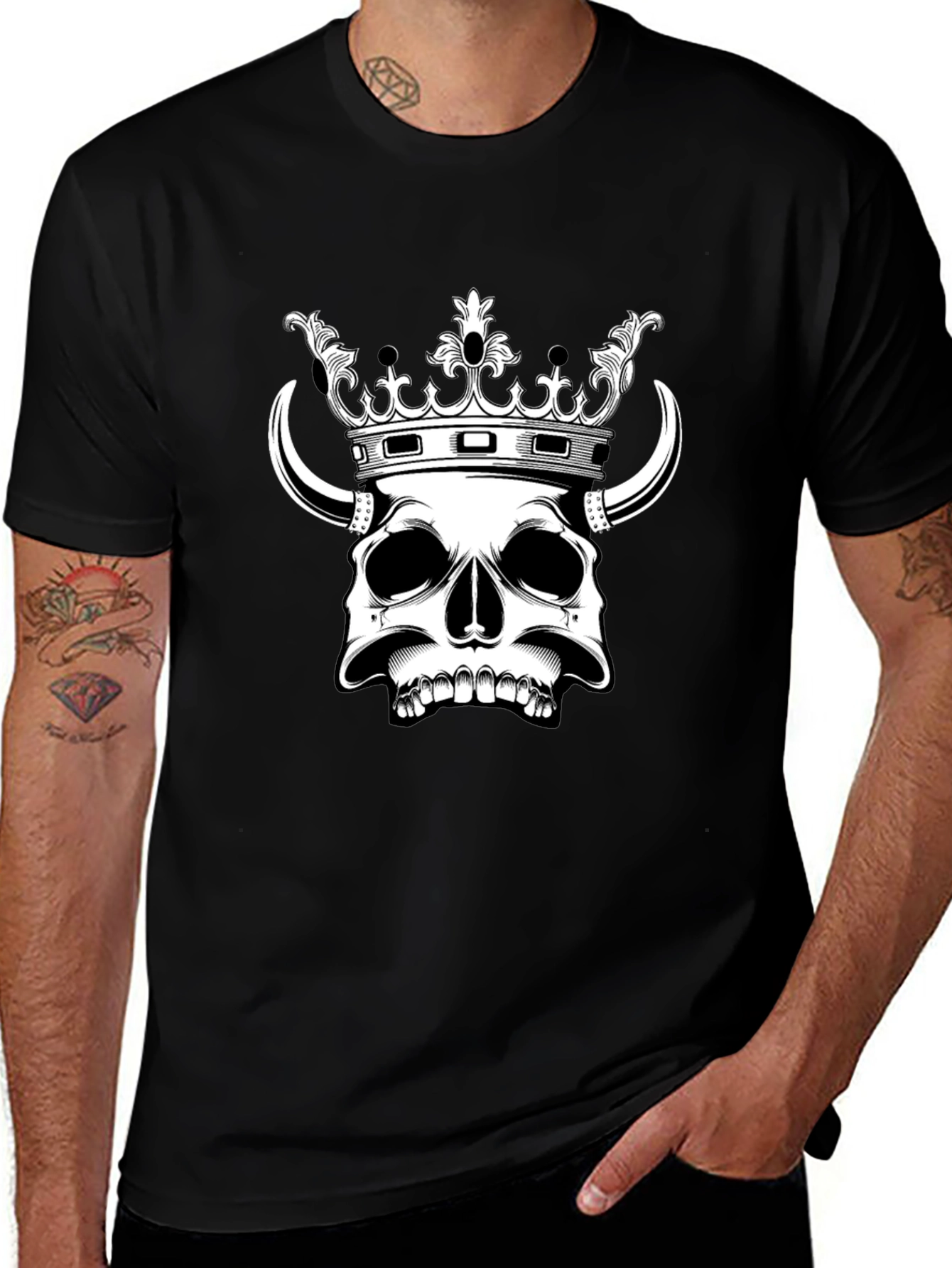Skull King Graphic Tee - Black Cotton T-Shirt