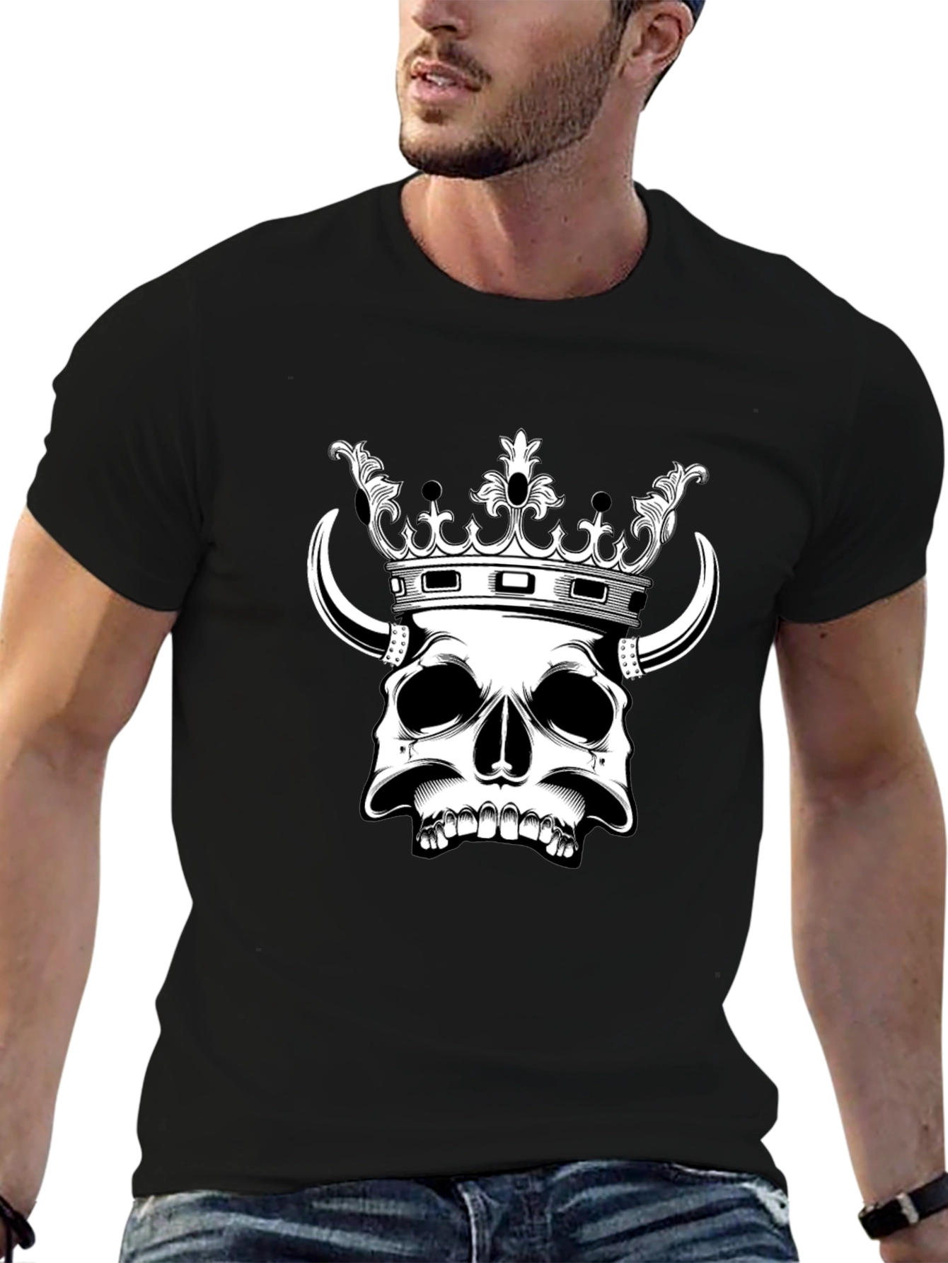 Skull King Graphic Tee - Black Cotton T-Shirt