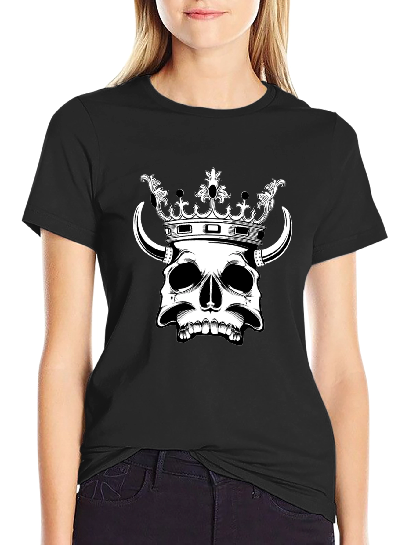 Skull King Graphic Tee - Black Cotton T-Shirt