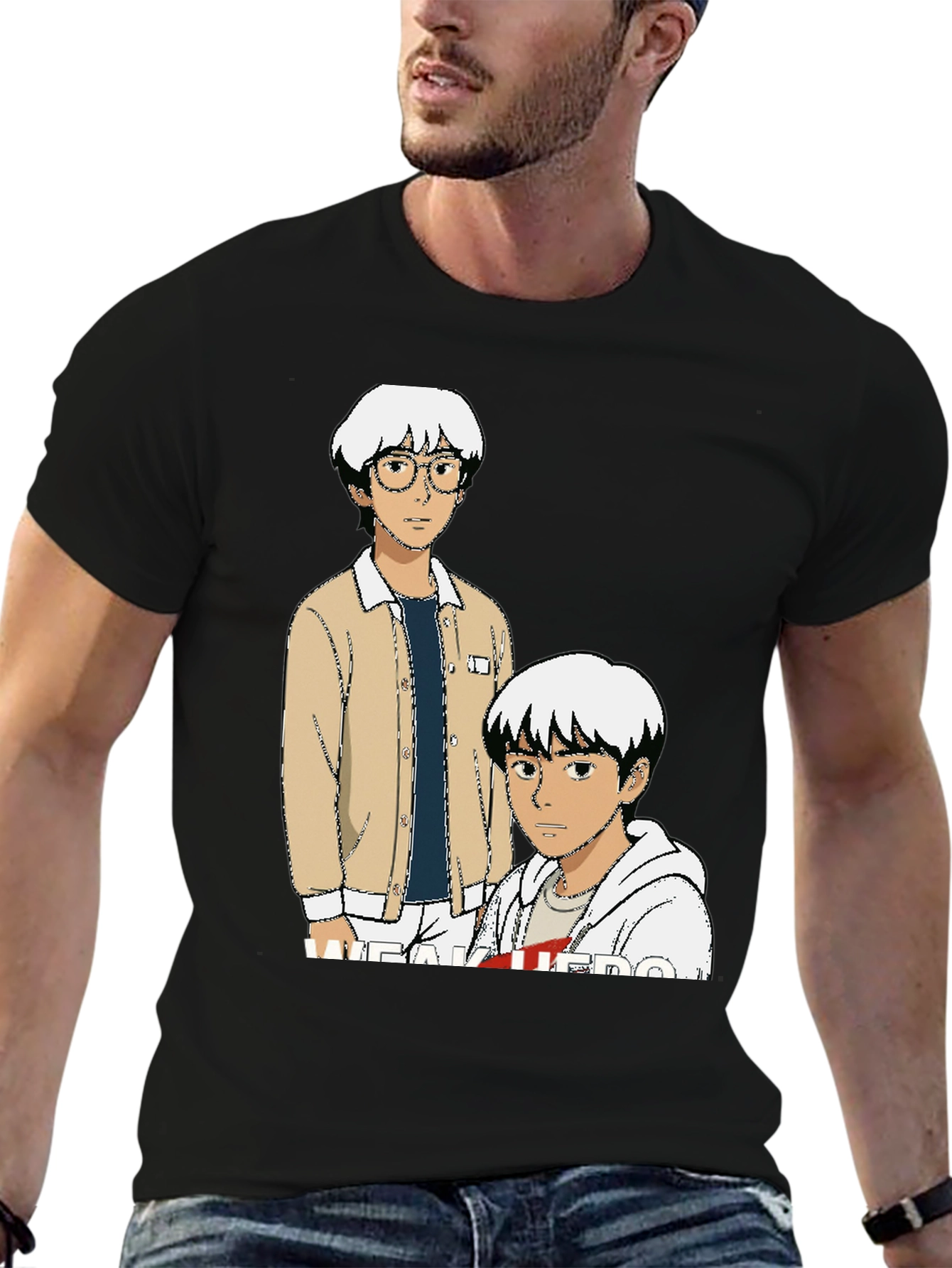 Anime Graphic Tee - Black Cotton T-Shirt