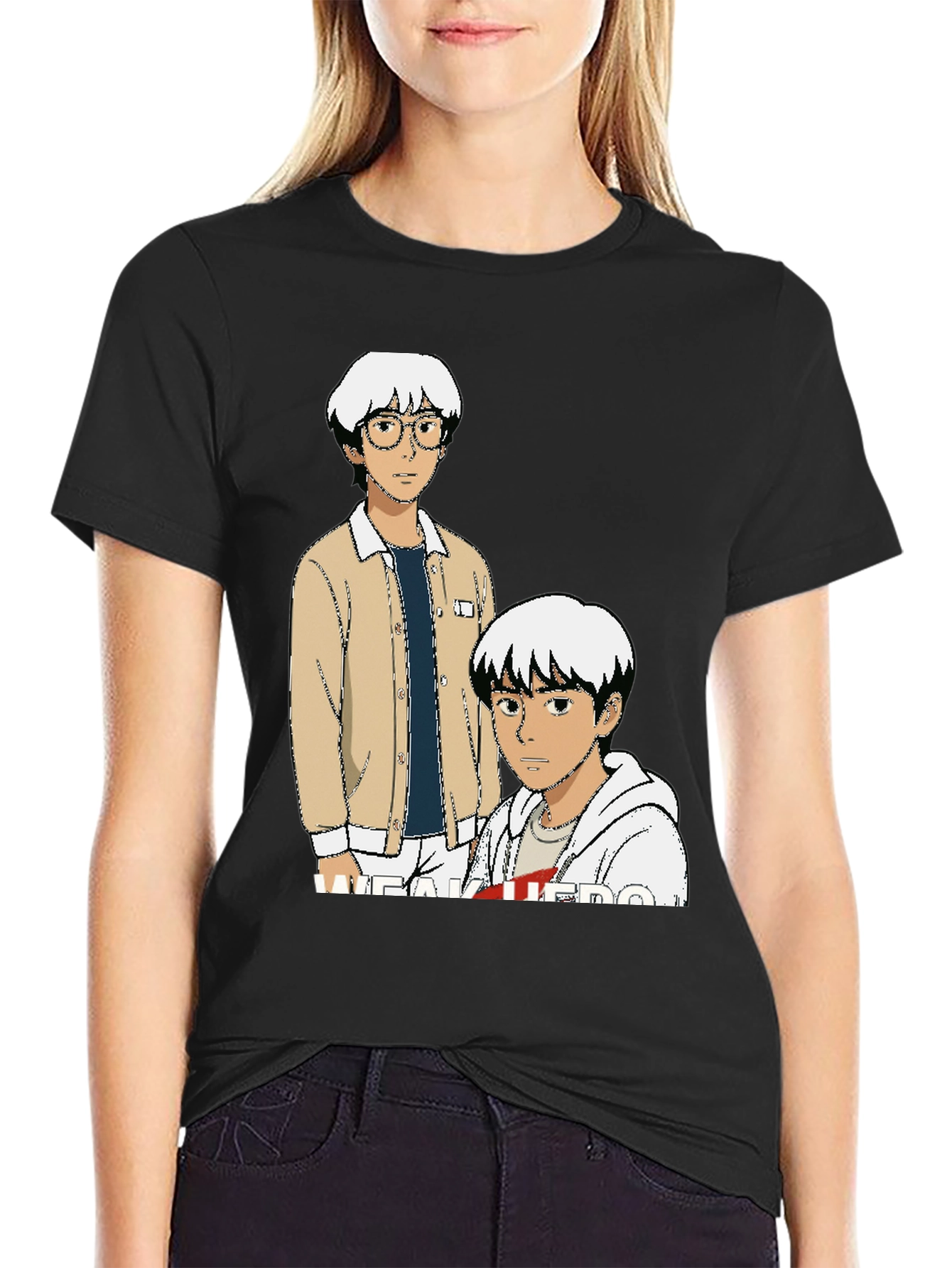 Anime Graphic Tee - Black Cotton T-Shirt