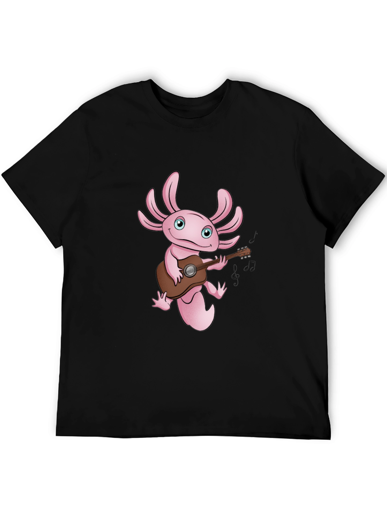 Axolotl Guitar Player Graphic T-Shirt - Black