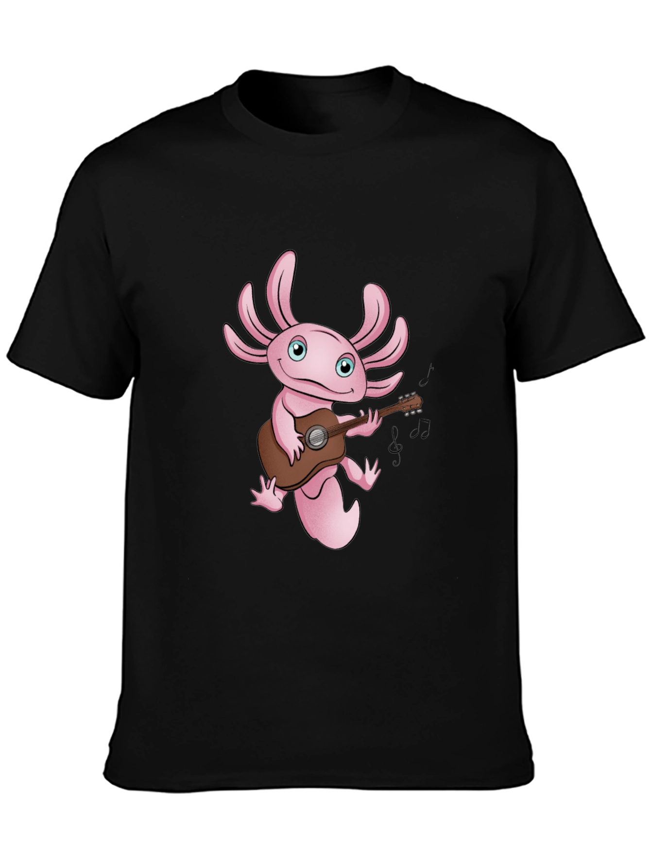 Axolotl Guitar Player Graphic T-Shirt - Black