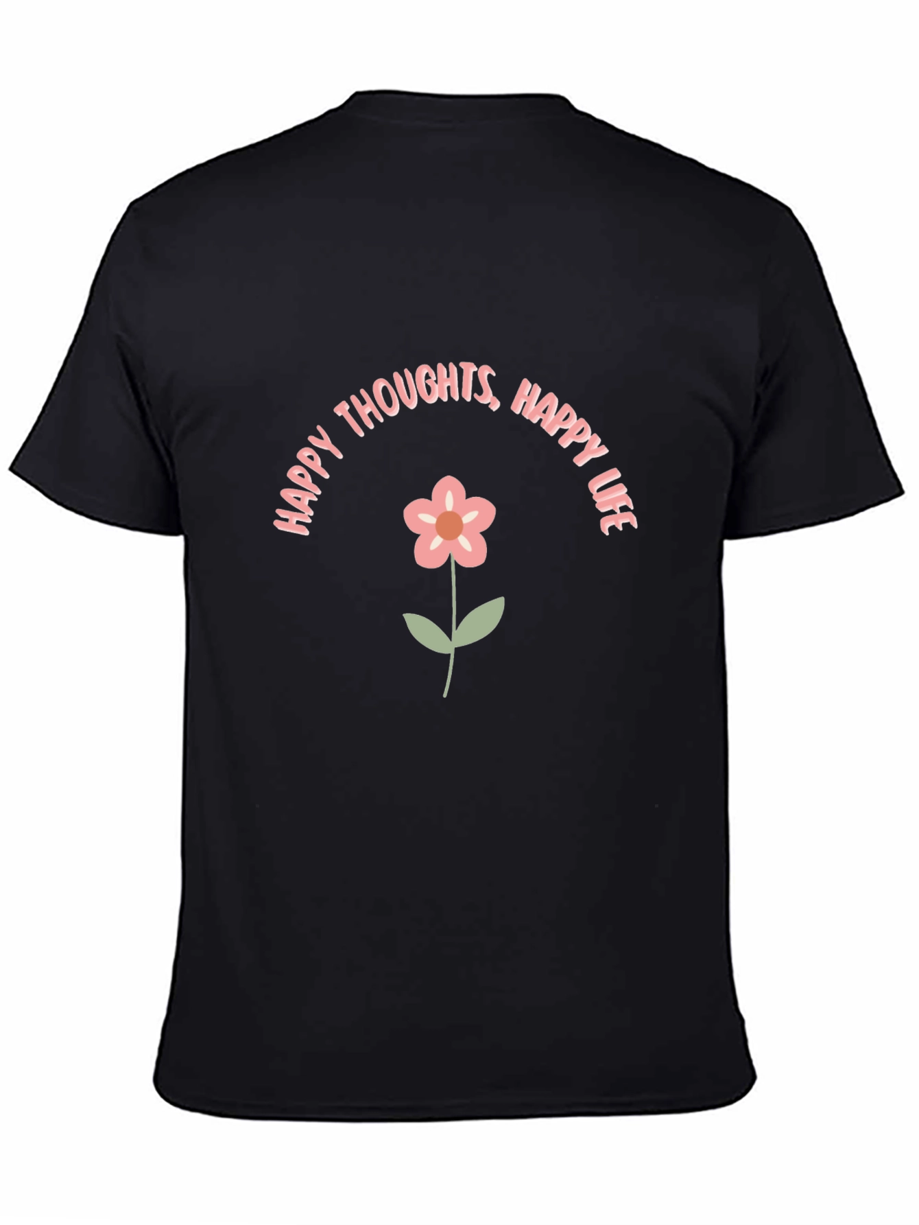 Happy Thoughts Graphic Tee - Black Cotton T-Shirt