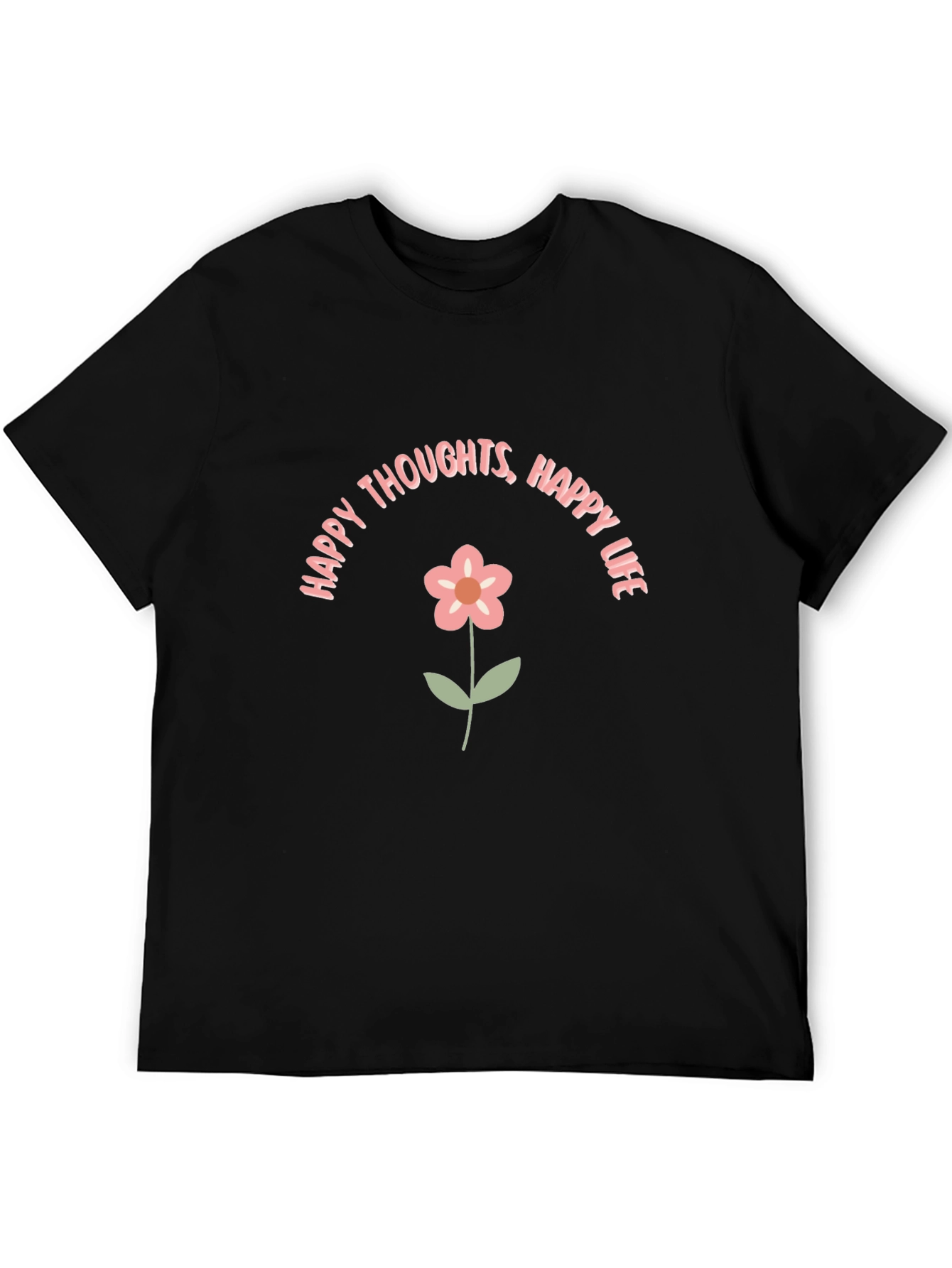 Happy Thoughts Graphic Tee - Black Cotton T-Shirt