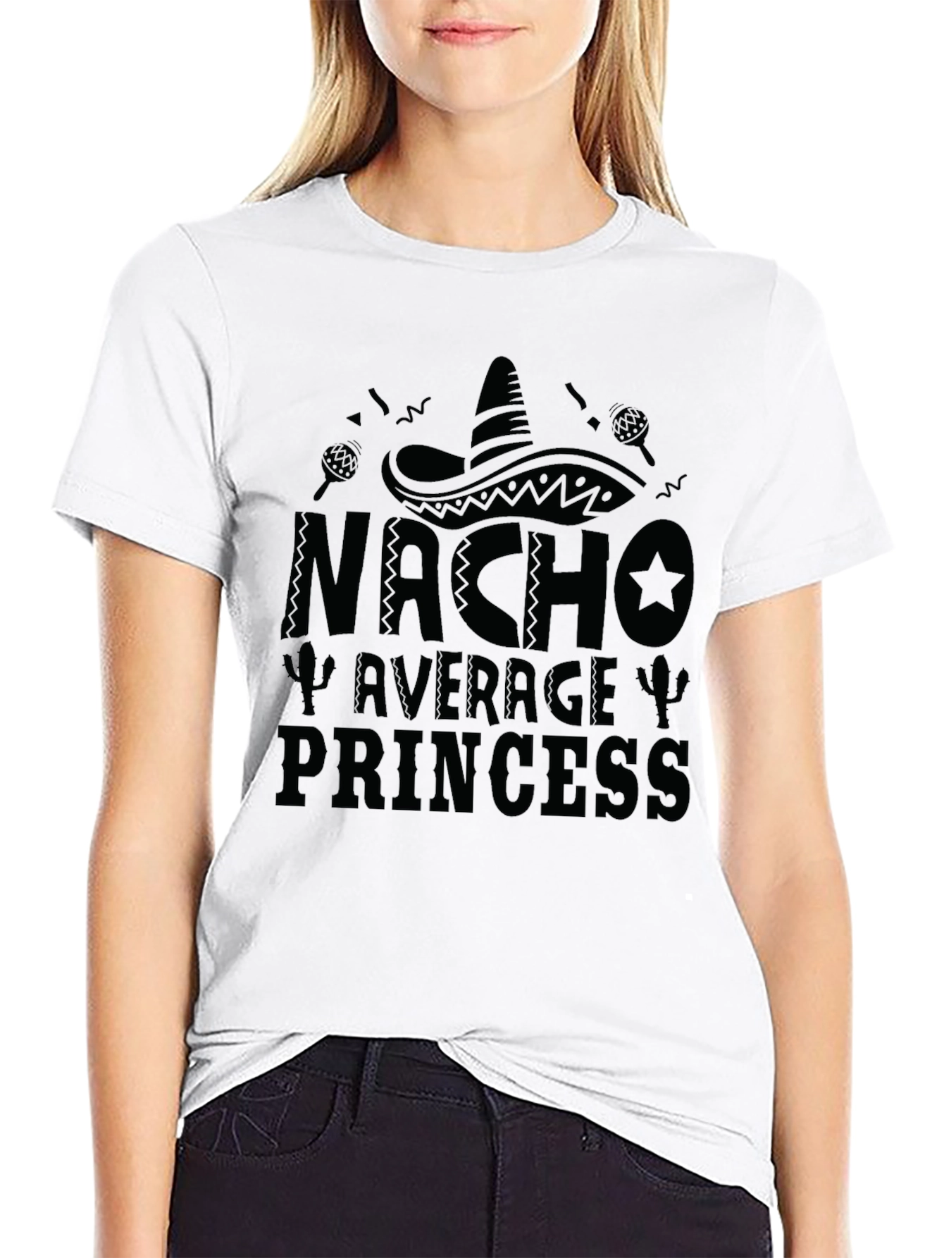 Nacho Average Princess Black Graphic T-Shirt