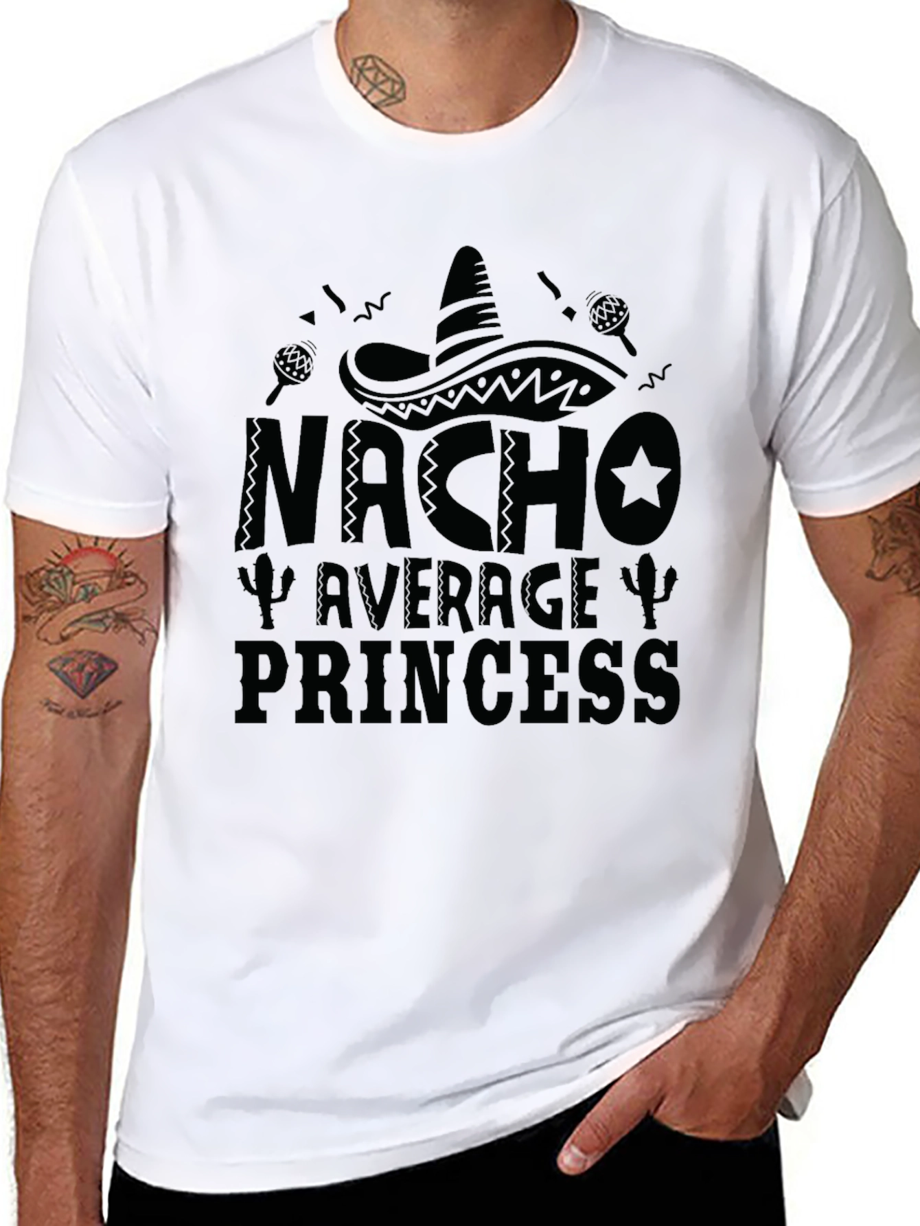 Nacho Average Princess Black Graphic T-Shirt